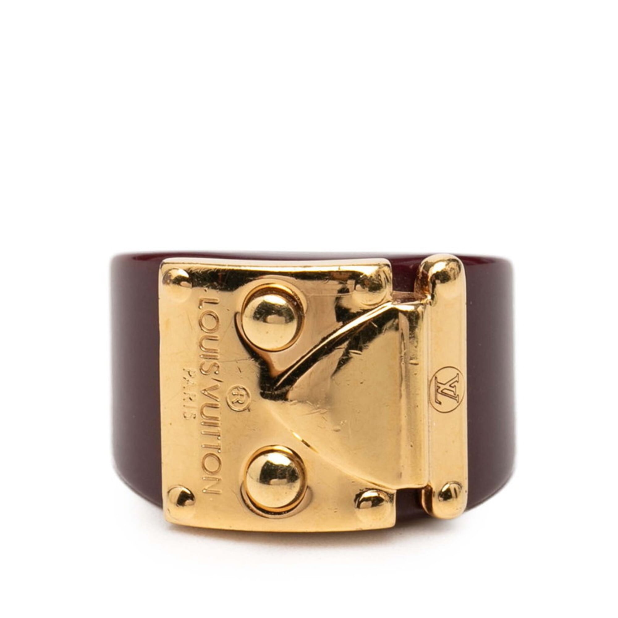 Louis Vuitton Red Color Wine Plastic Band Ring (Pre-Owned)