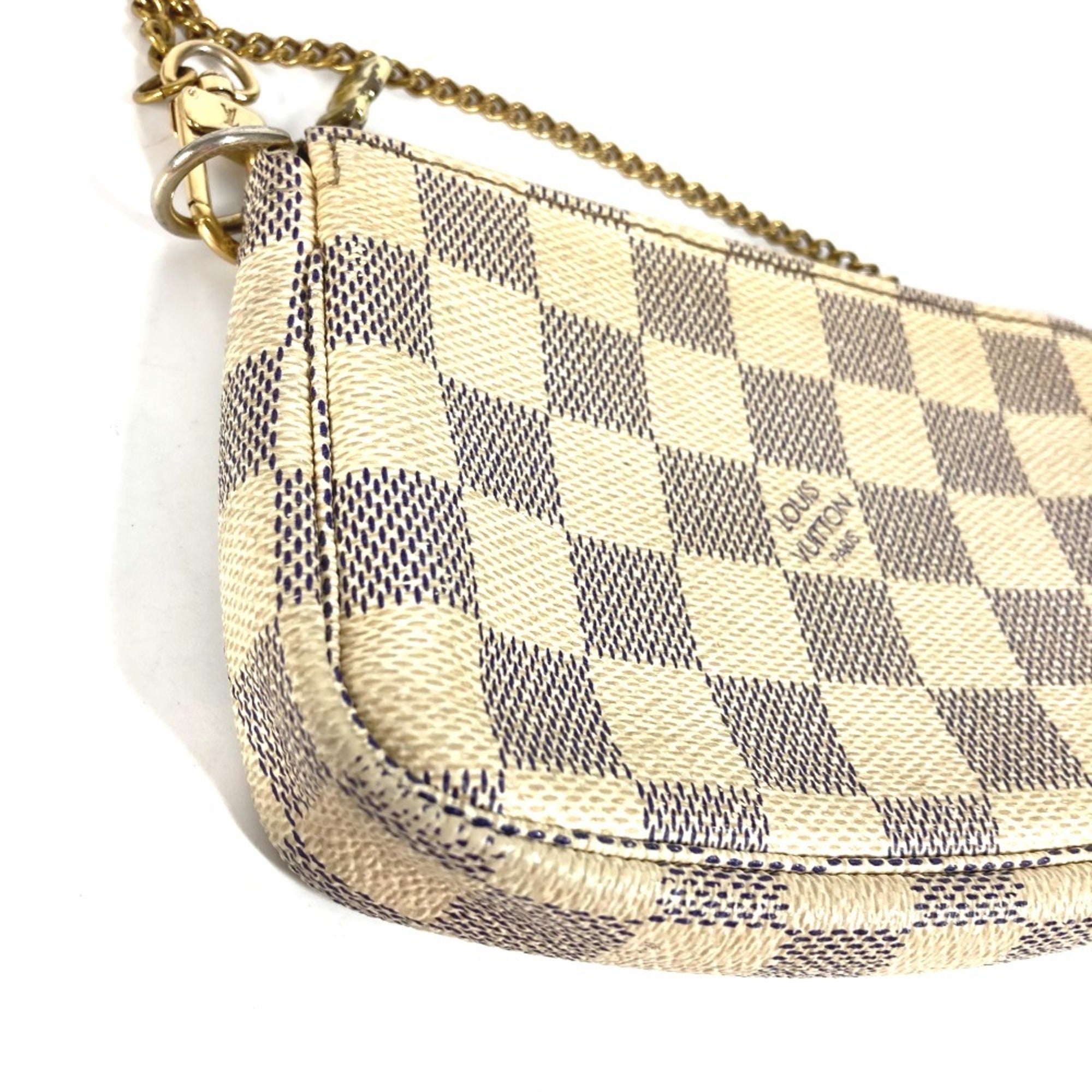 Louis Vuitton White Yellow Damier Azur Handbag Pochette Pouch (Pre-Owned)