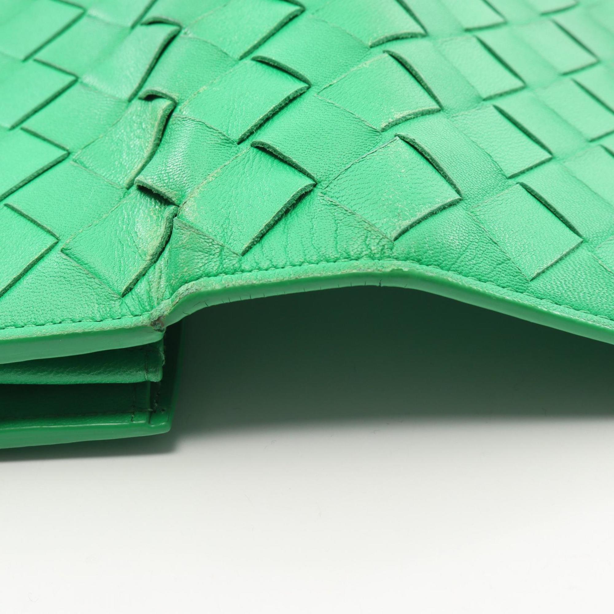 Bottega Veneta Green Leather Long Wallet (Bi-Fold) (Pre-Owned)