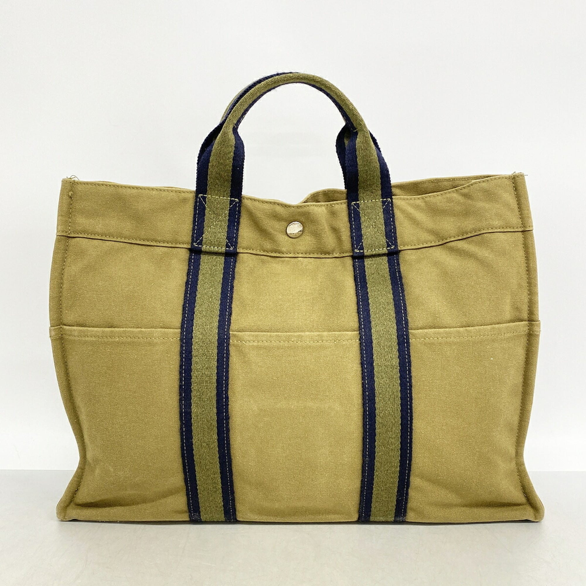 Hermes Khaki Canvas Tote Bag (Pre-Owned)
