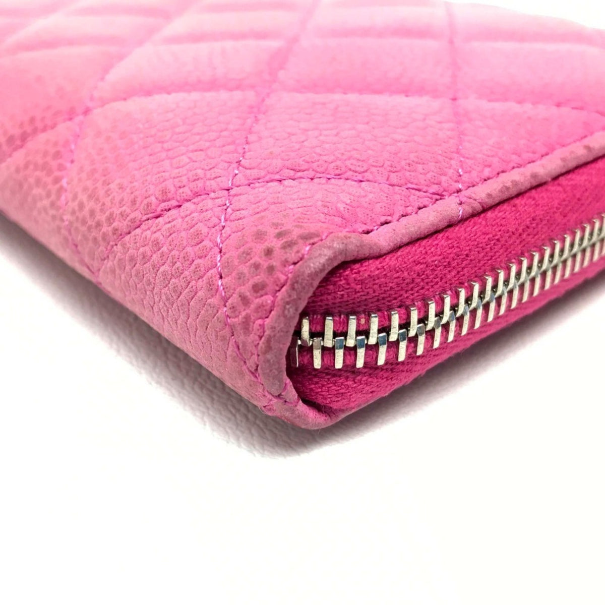 Chanel Pink Grained Calfskin Long Bill Wallet (Bi-Fold) (Pre-Owned)