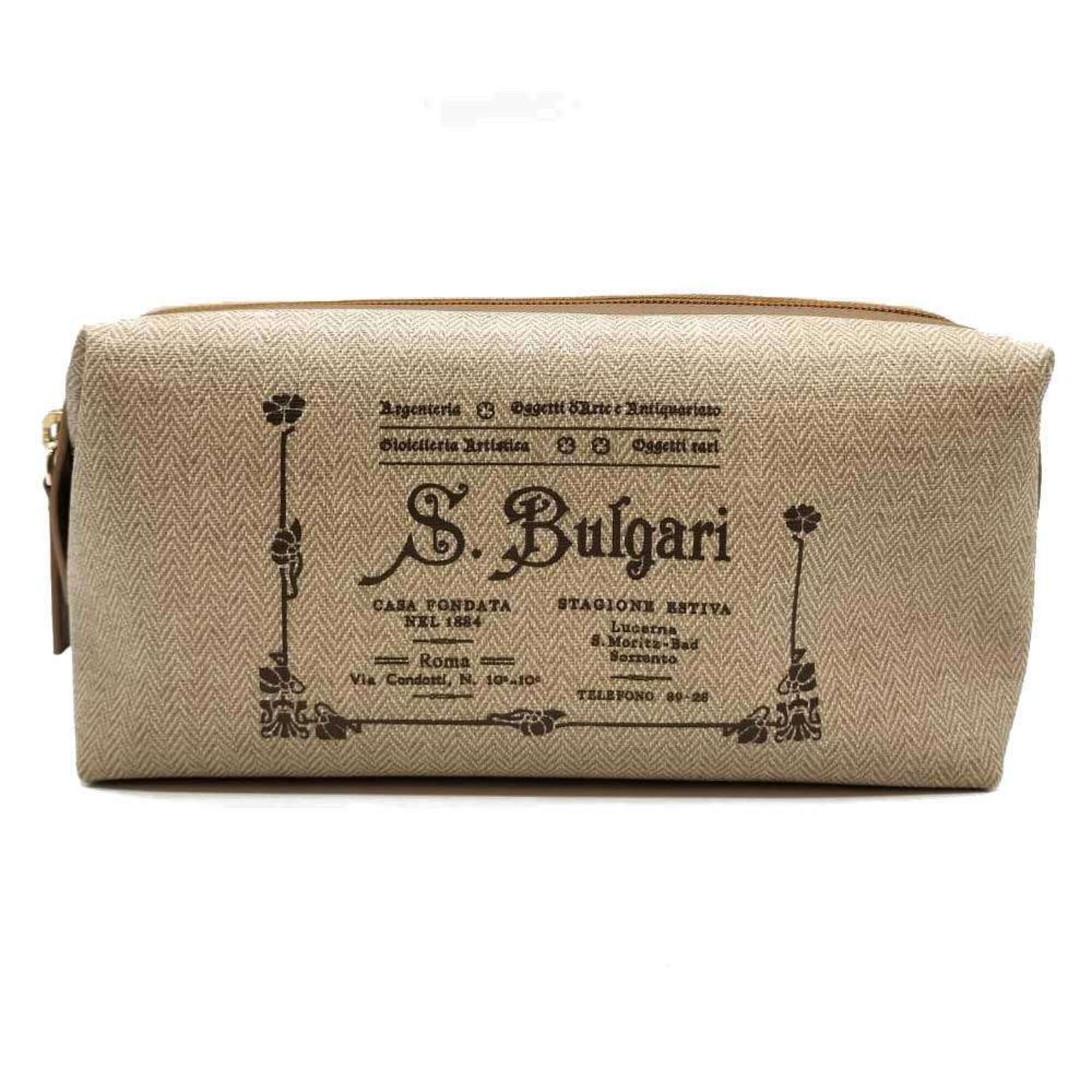 Bvlgari Collezione Beige Pvc Leather Clutch Bag Pouch (Pre-Owned)