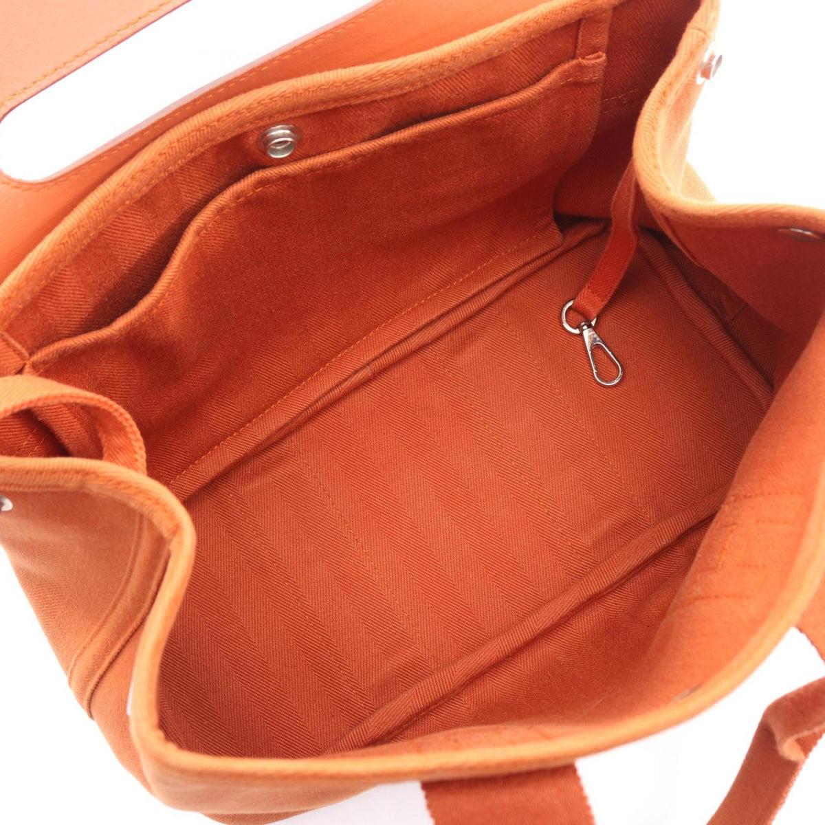 Hermes Brown Toile Chevron Leather Handbag (Pre-Owned)
