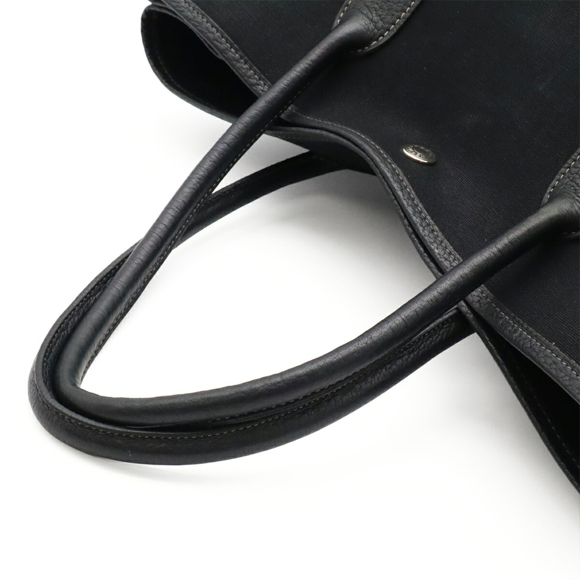 Hermes Black Toile Officier Shoulder Bag Tote Bag (Pre-Owned)