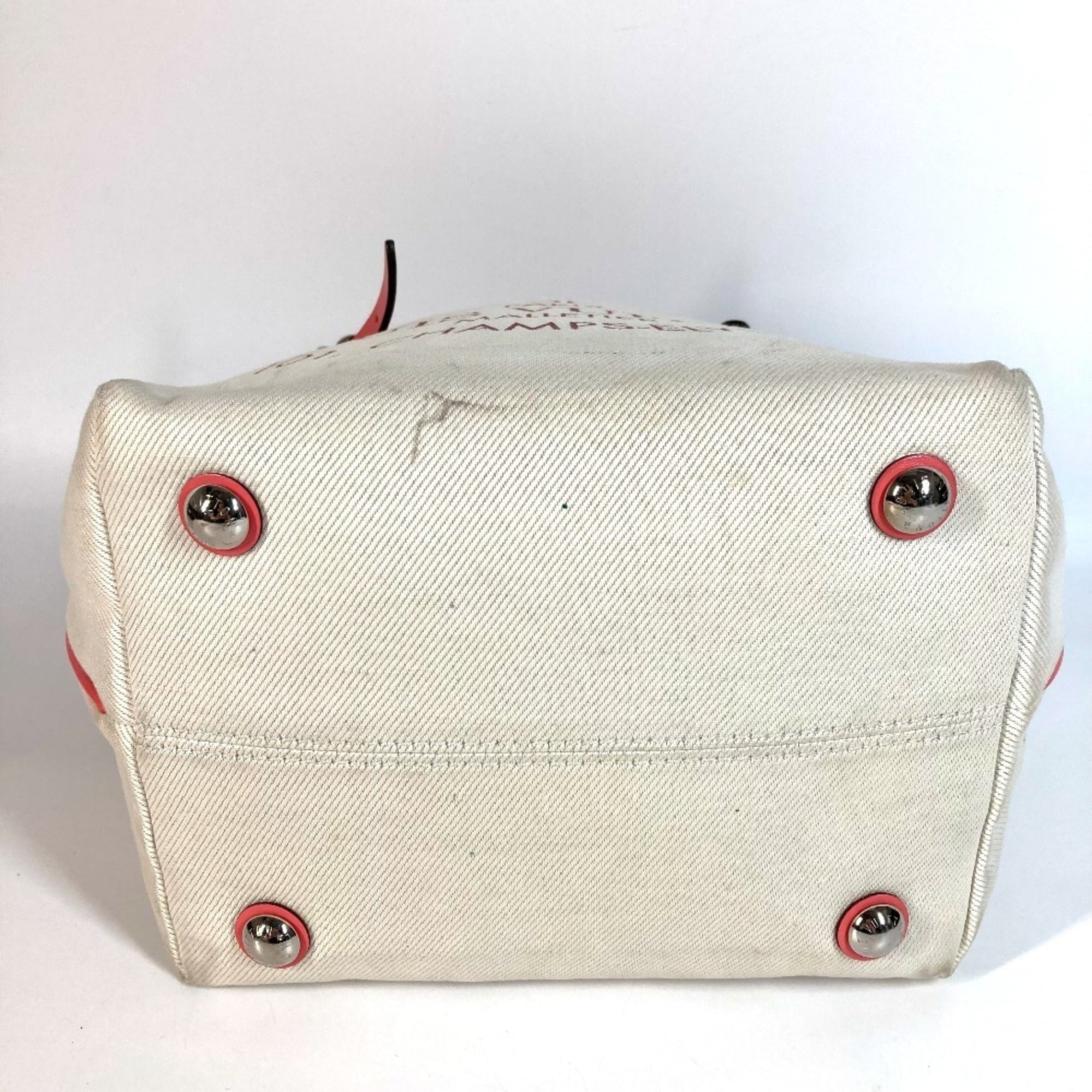 Louis Vuitton Pink White Leather Canvas Shoulder Bag Tote Bag (Pre-Owned)