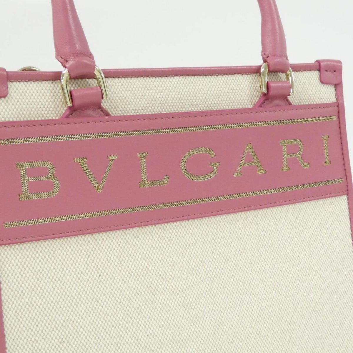 Bvlgari Beige Pink Canvas Handbag (Pre-Owned)