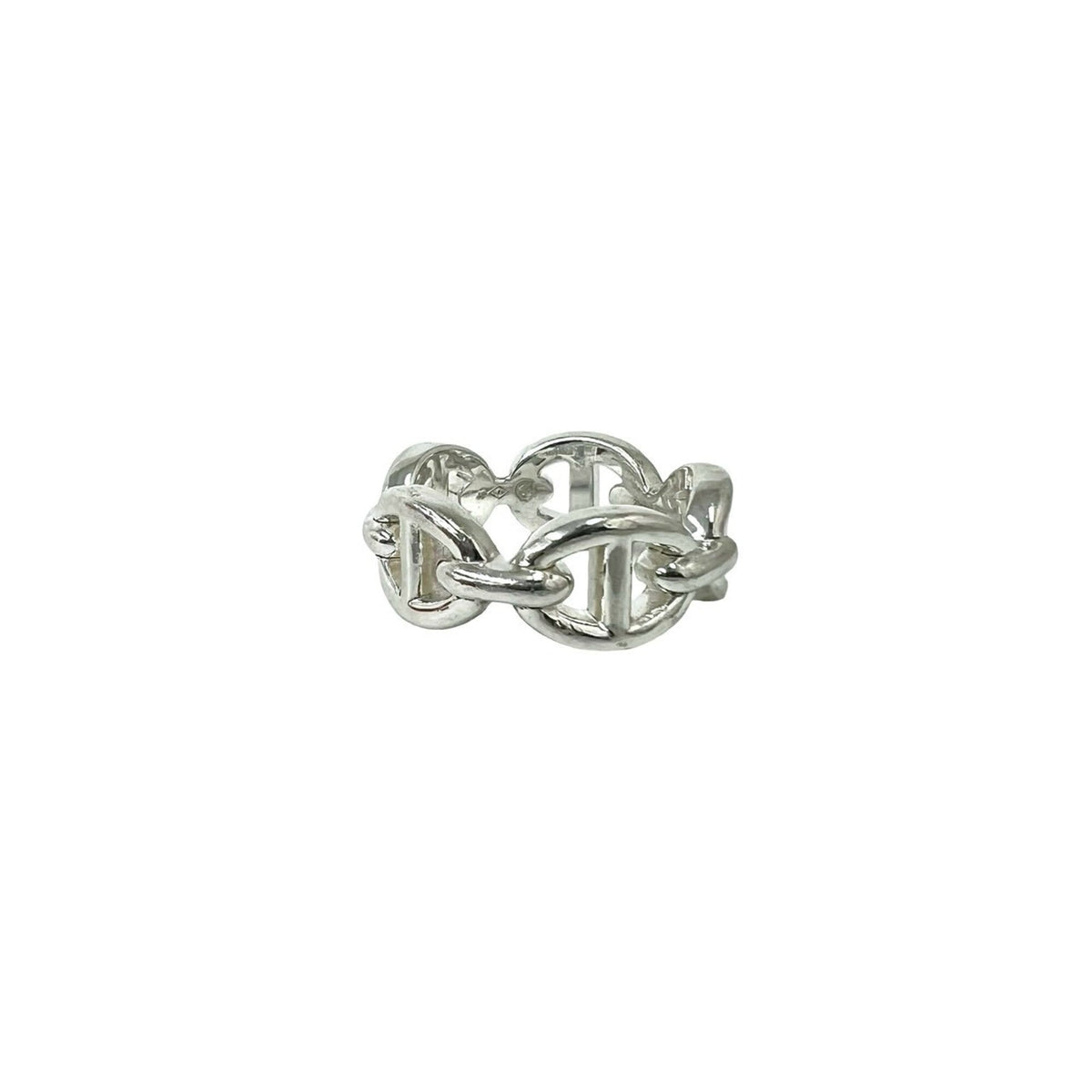 Hermes Silver Silver 925 Band Ring (Pre-Owned)