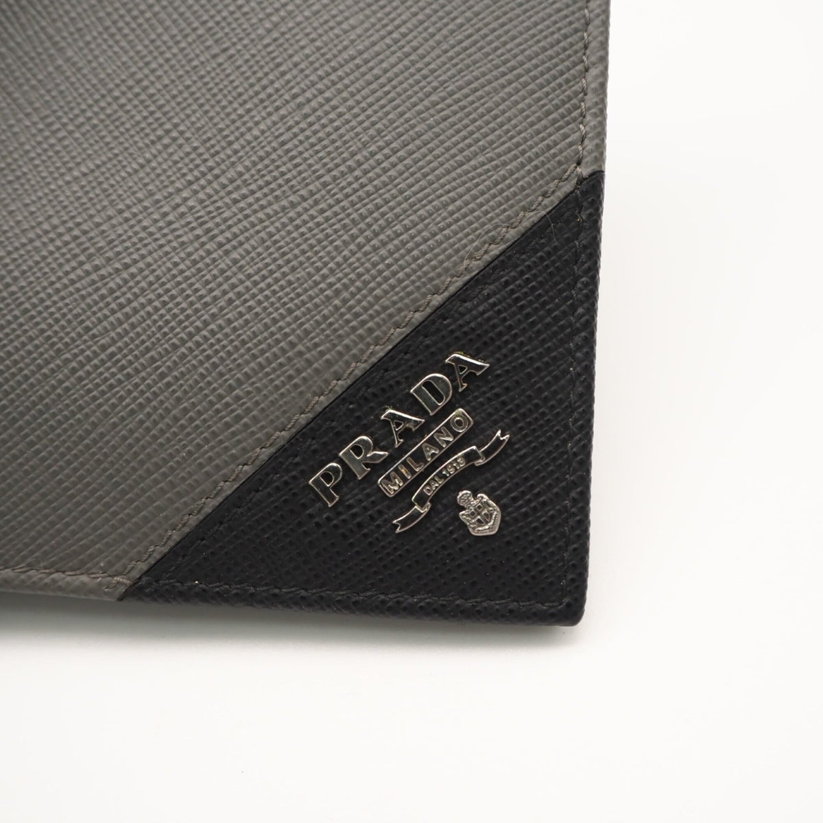 Prada Saffiano Gray Navy Saffiano Wallet (Bi-Fold) (Pre-Owned)