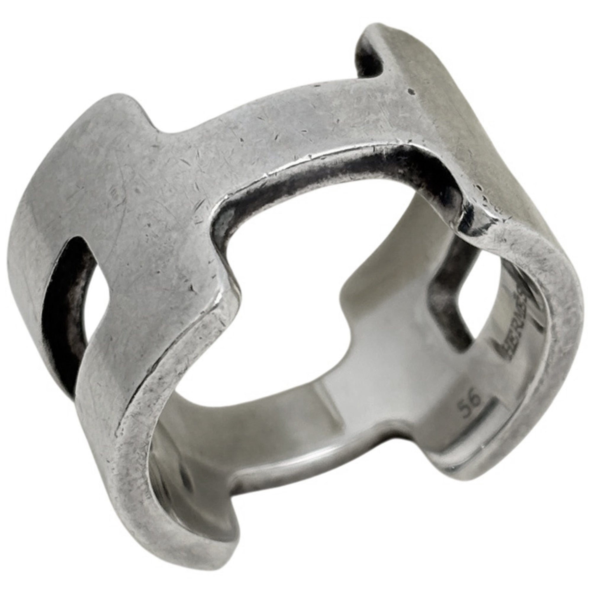Hermes Silver Silver 925 Band Ring (Pre-Owned)