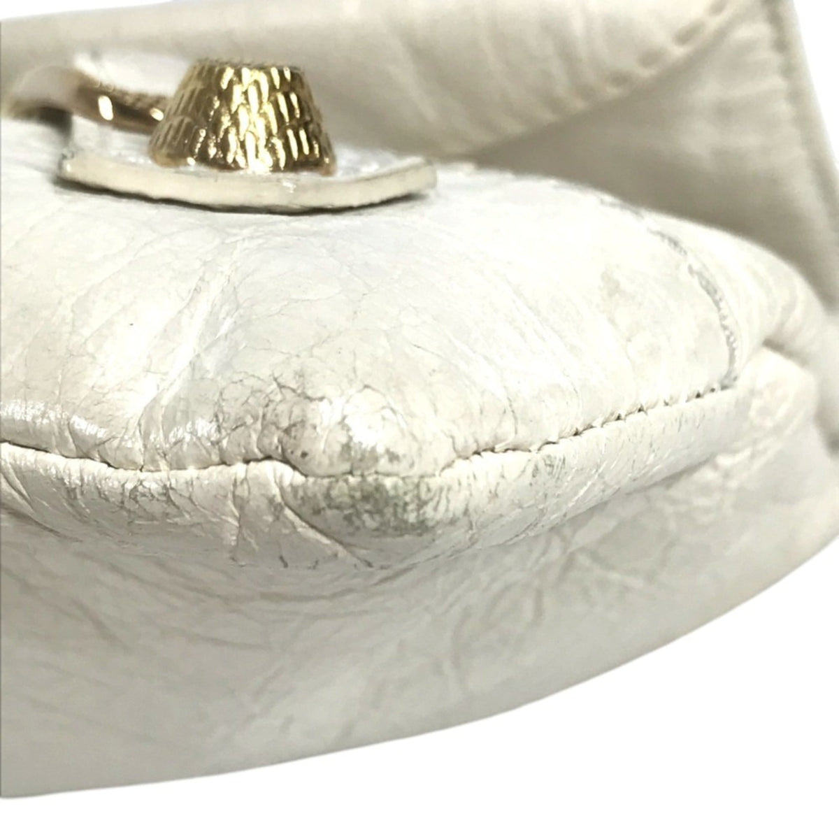 Balenciaga Gold White Leather Clutch Bag Handbag Pouch (Pre-Owned)