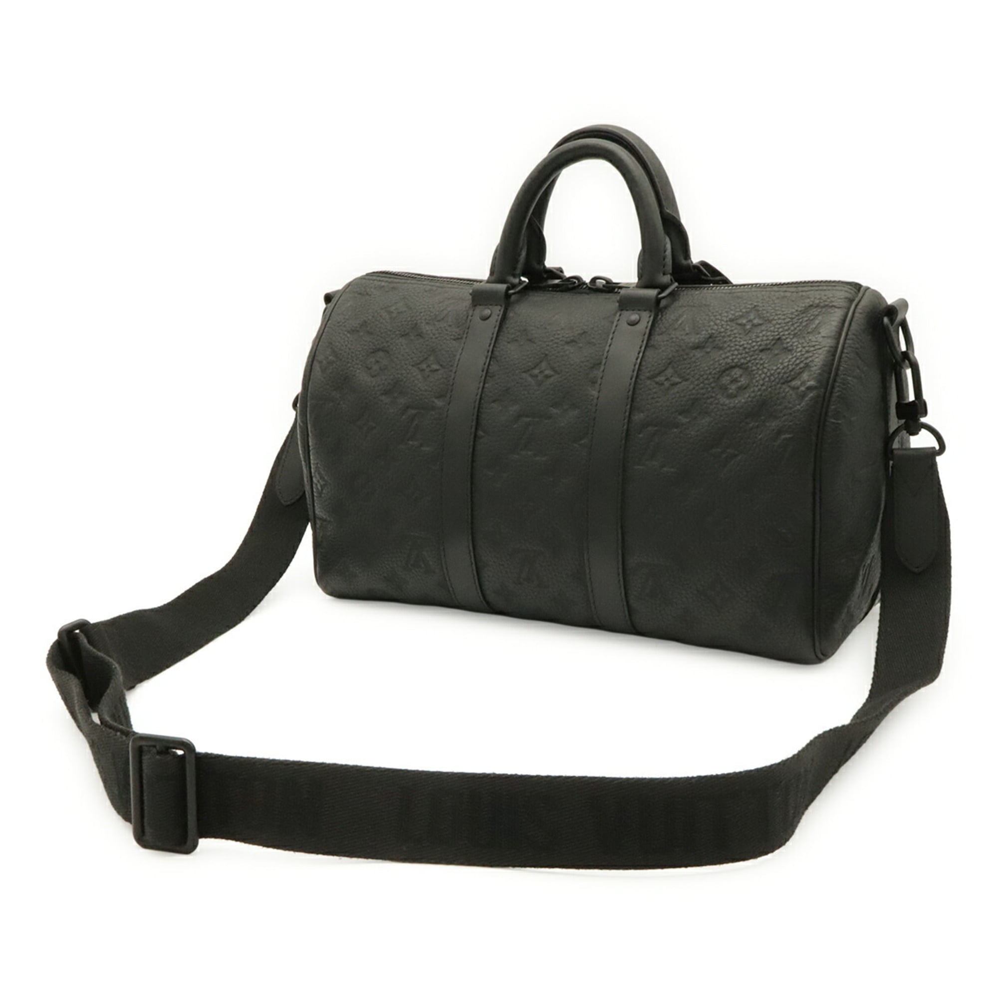 Louis Vuitton Noir Leather Boston Bag Handbag (Pre-Owned)