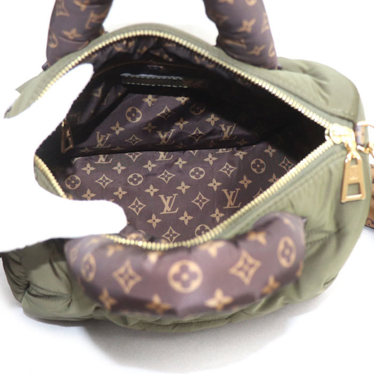 Louis Vuitton Khaki Nylon Monogram Handbag (Pre-Owned)
