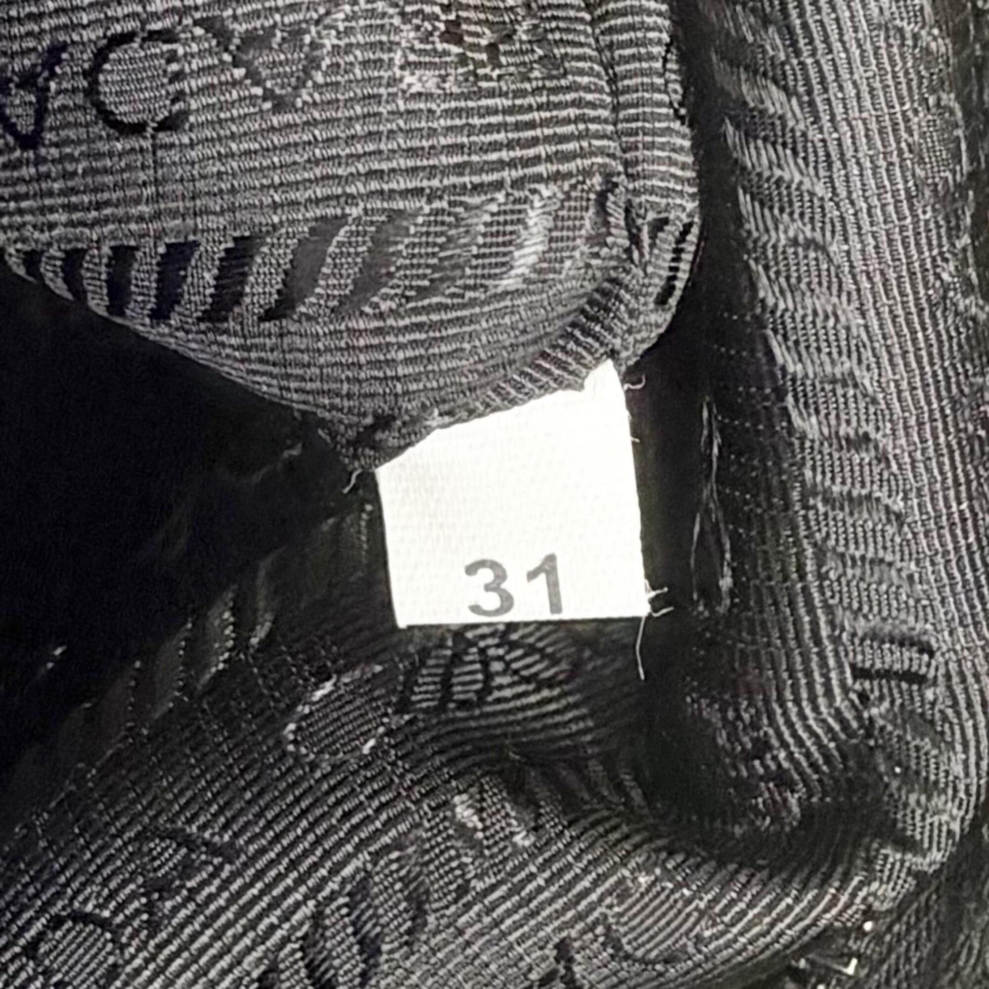 Prada Black White Polyester Leather Tote Bag (Pre-Owned)