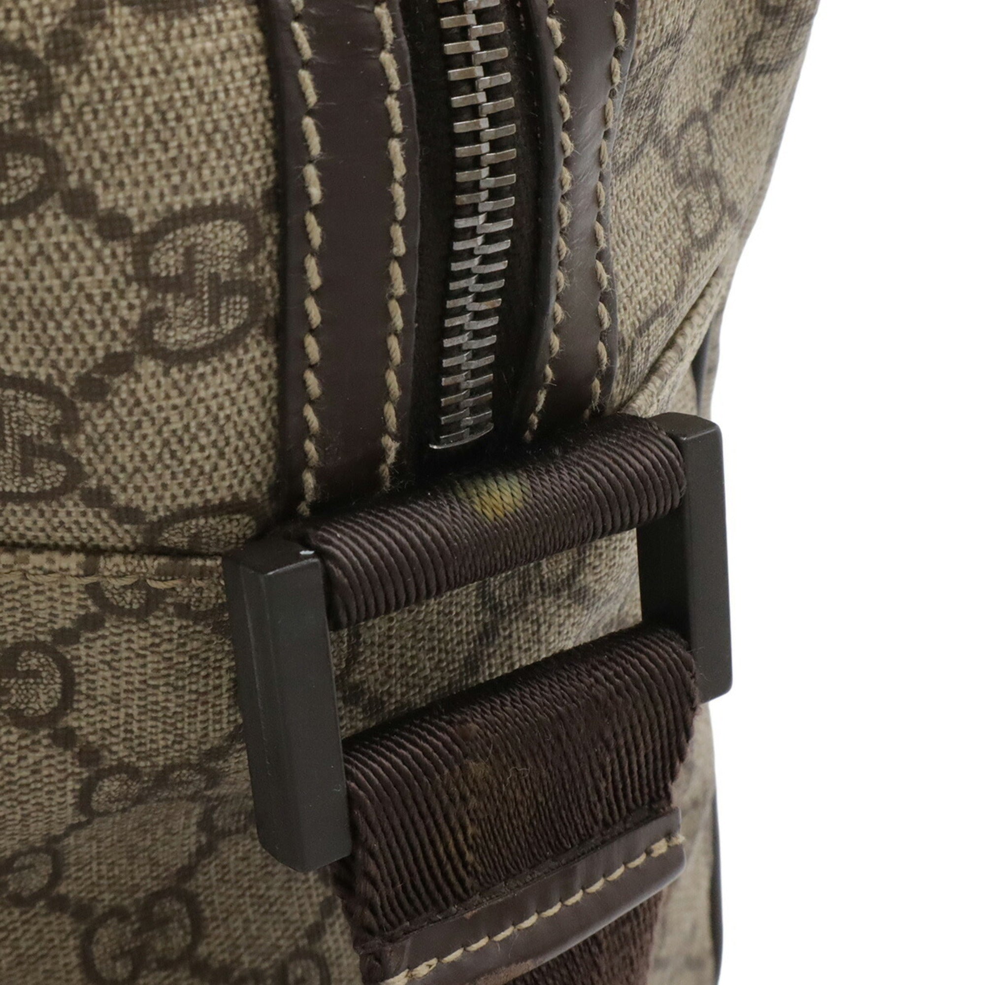 Gucci Beige Dark Brown Khaki Gg Supreme Canvas Leather Handbag Shoulder Bag (Pre-Owned)
