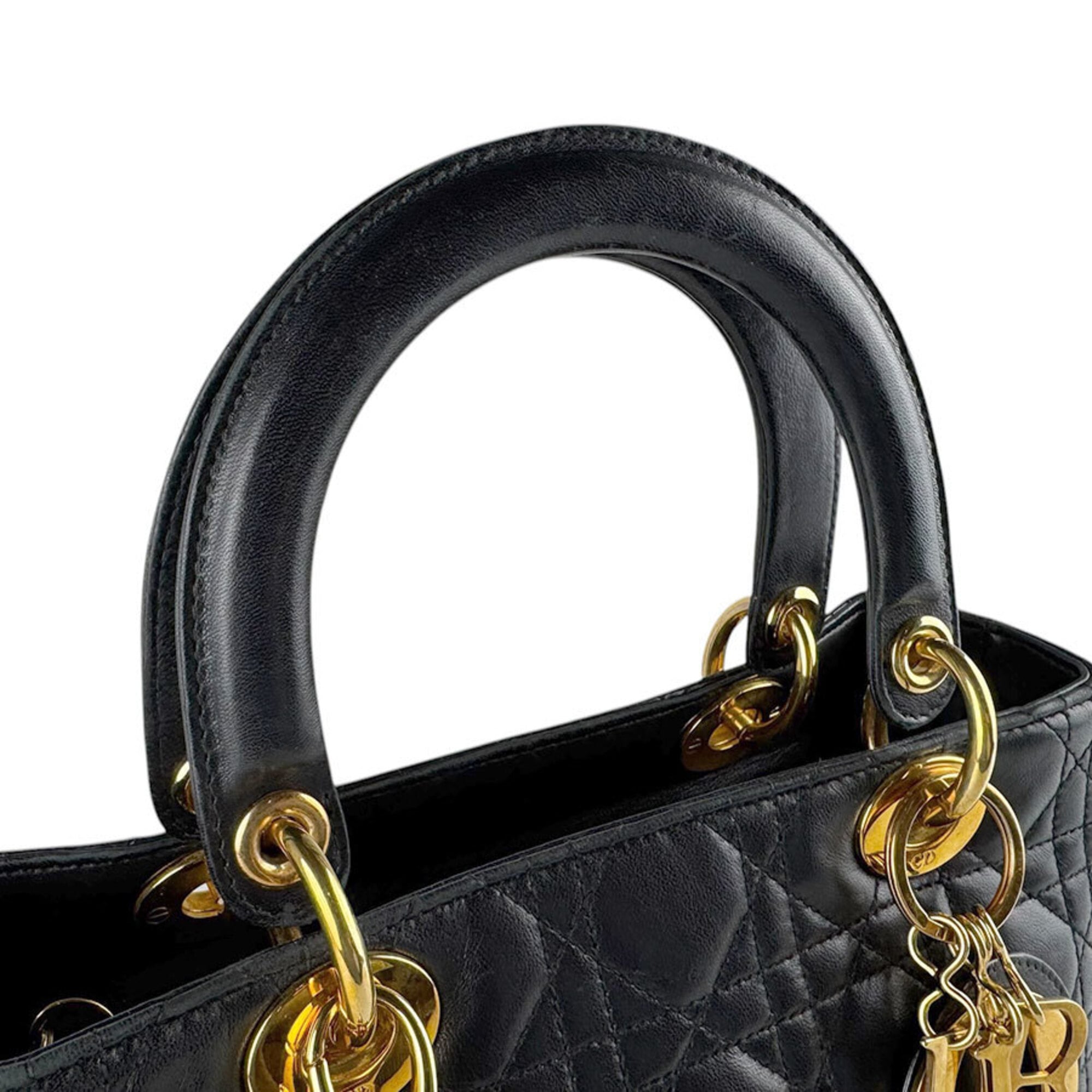 Christian Dior Black Leather Handbag Shoulder Bag (Pre-Owned)
