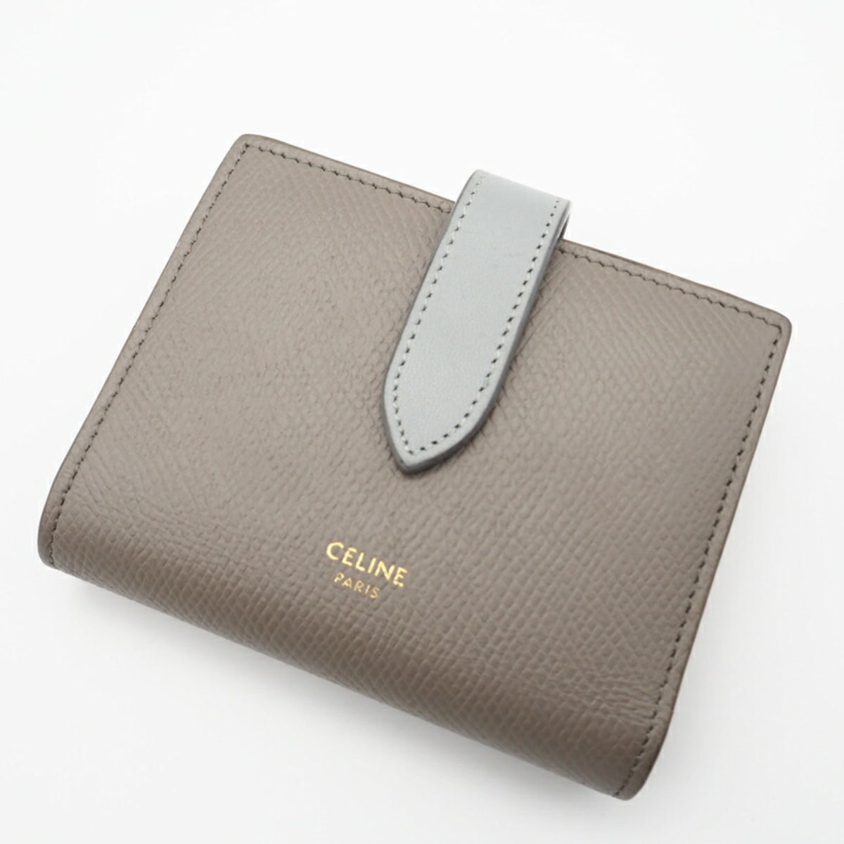 Celine Beige Blue Leather Wallet (Bi-Fold) (Pre-Owned)