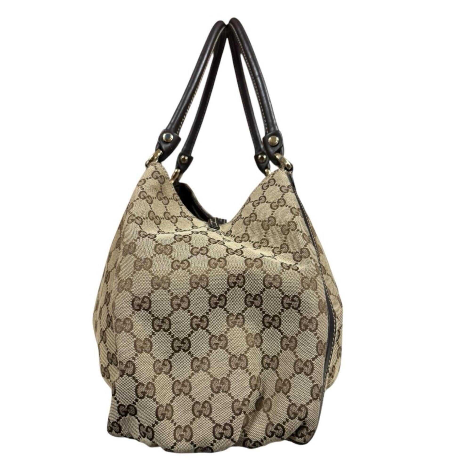 Gucci Abbey Brown Gg Canvas Tote Bag (Pre-Owned)