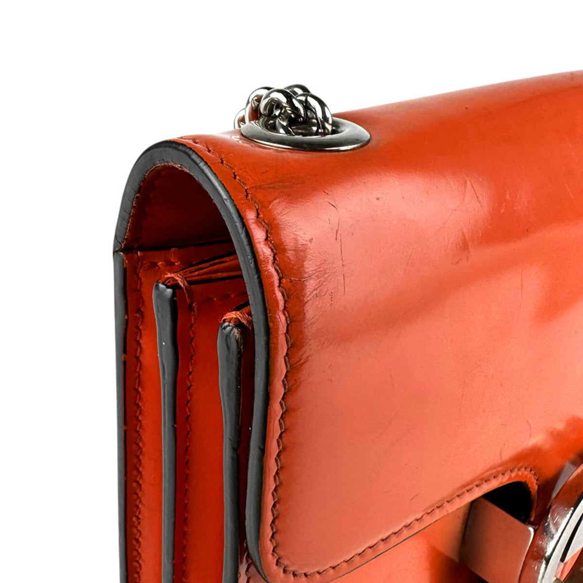 Gucci Orange Leather Shoulder Bag (Pre-Owned)