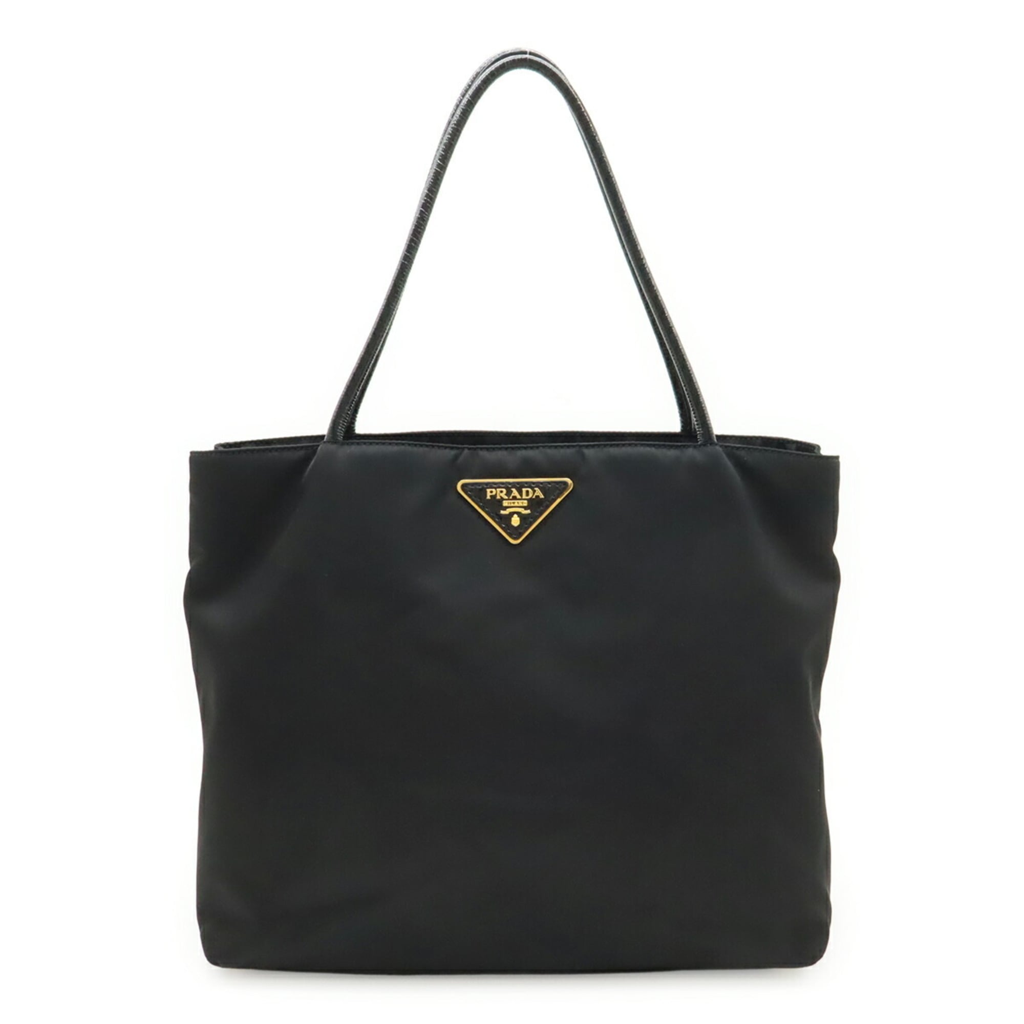 Prada Black Nero Nylon Patent Leather Shoulder Bag Tote Bag (Pre-Owned)