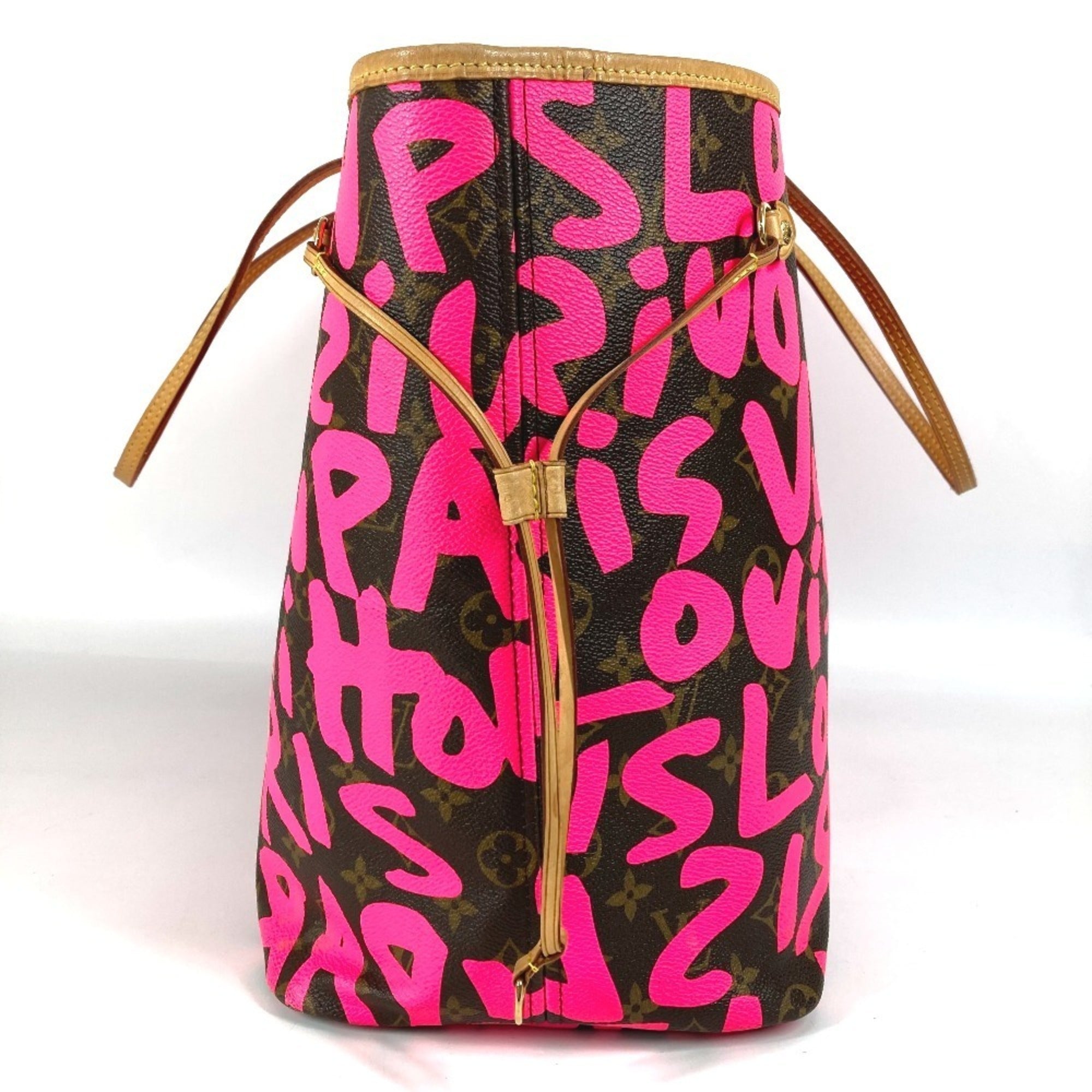 Louis Vuitton Fuchsia Pink Galle Pink Monogram Graffiti Shoulder Bag Tote Bag (Pre-Owned)