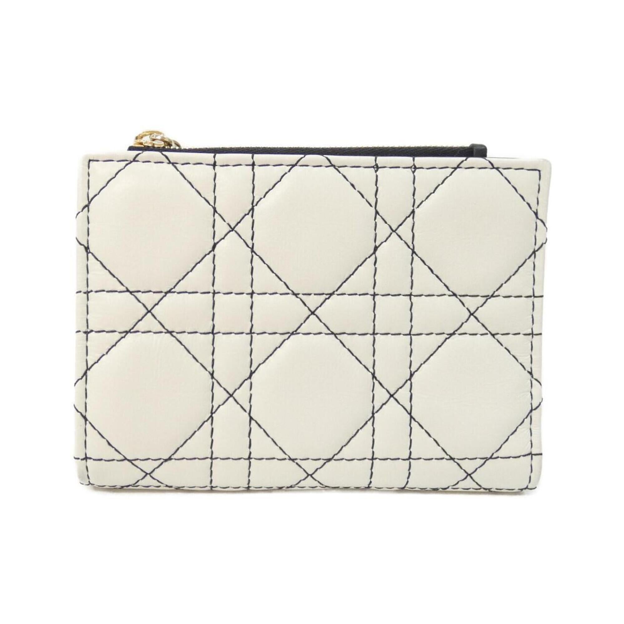 Christian Dior Black White Leather Wallet (Bi-Fold) (Pre-Owned)