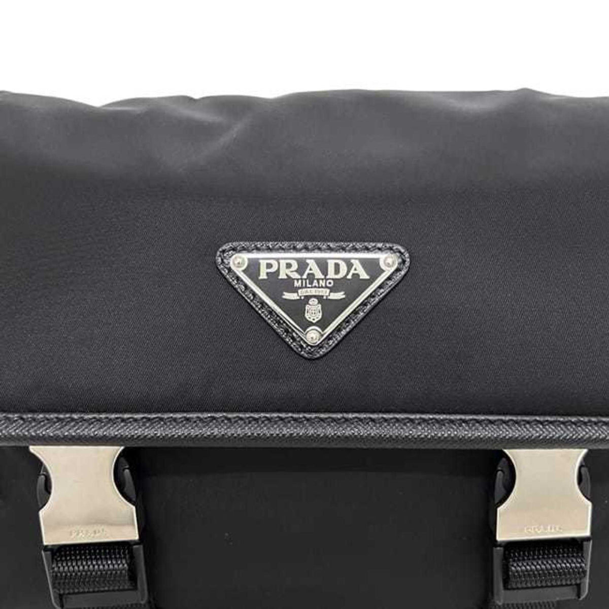 Prada Black Nero Nylon Leather Shoulder Bag (Pre-Owned)