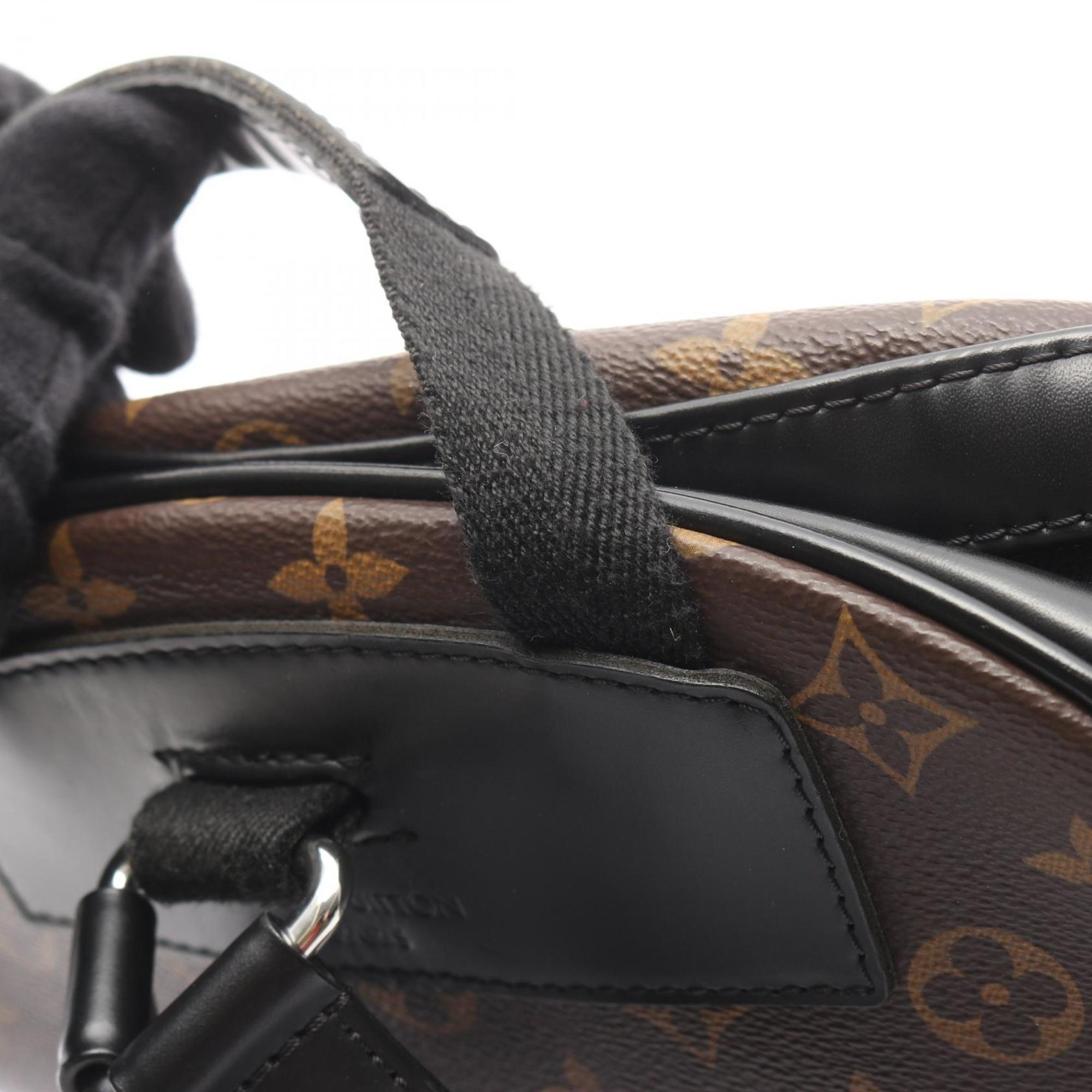 Louis Vuitton Black Brown Coated Canvas Leather Backpack (Pre-Owned)