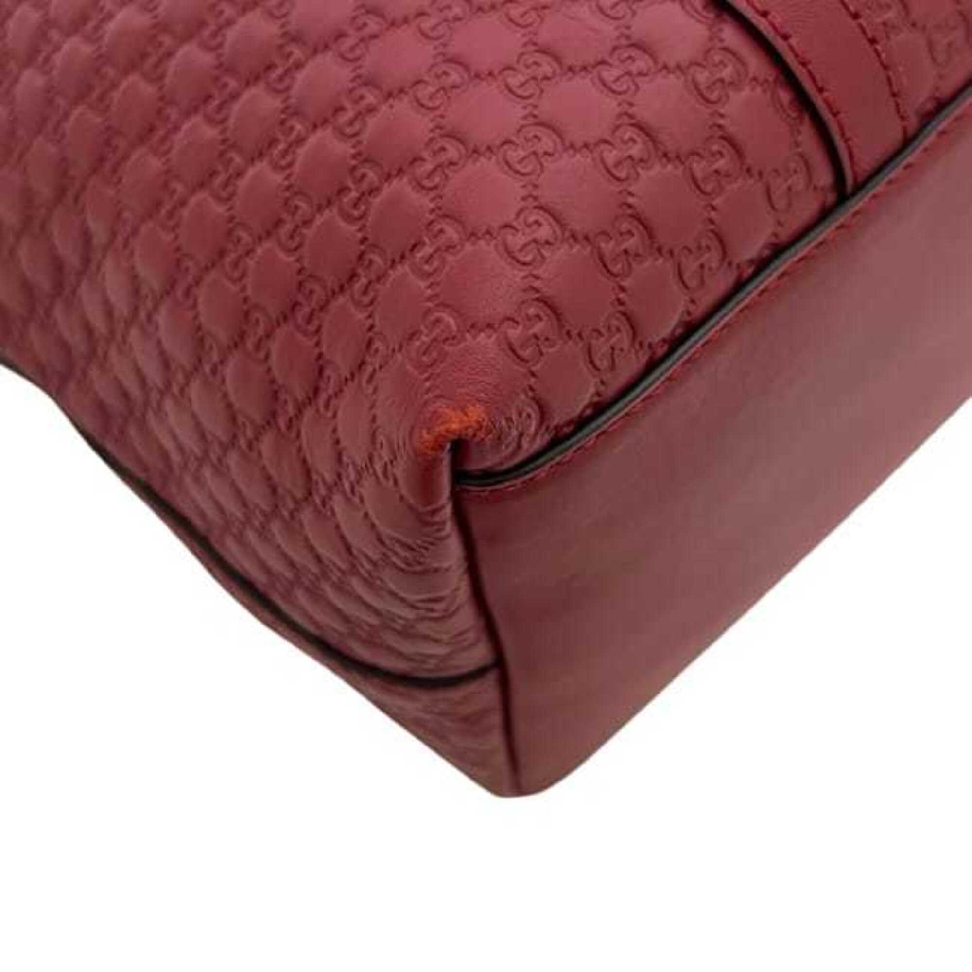 Gucci Red Color Leather Shoulder Bag Tote Bag (Pre-Owned)