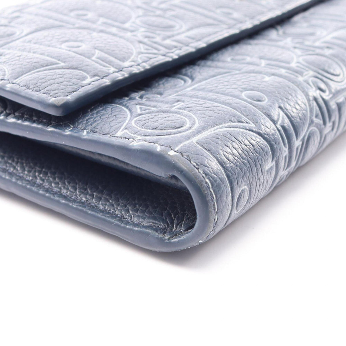 Christian Dior Navy Leather Long Wallet (Bi-Fold) (Pre-Owned)
