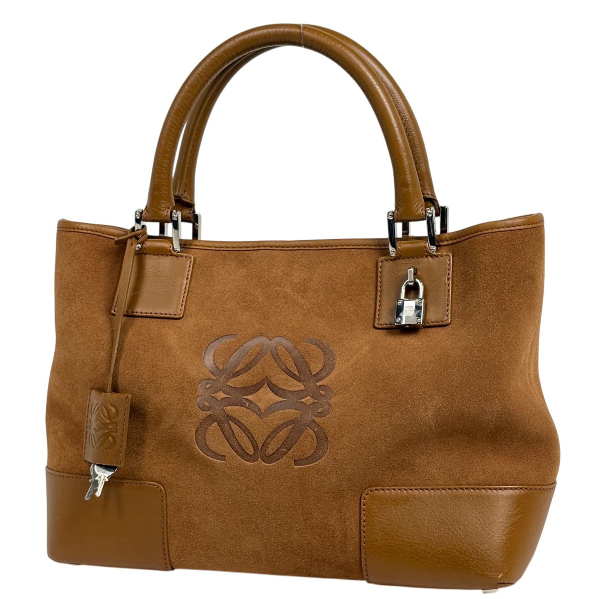 Loewe Brown Suede Leather Handbag Tote Bag (Pre-Owned)