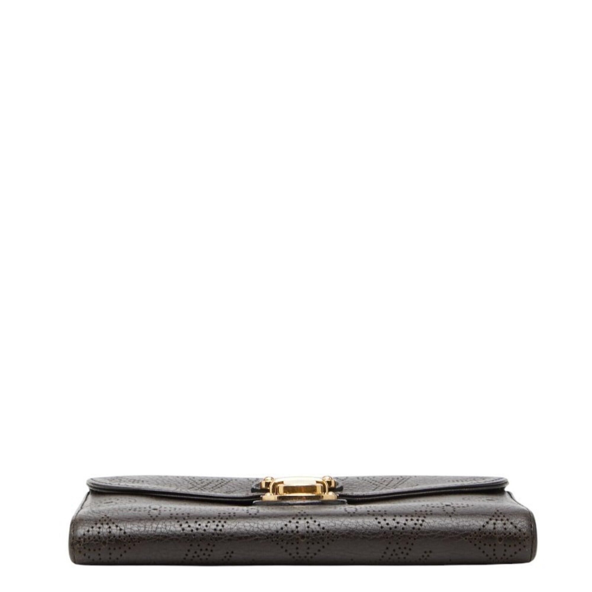 Louis Vuitton Monogram Dark Brown Leather Long Wallet (Tri-Fold) (Pre-Owned)