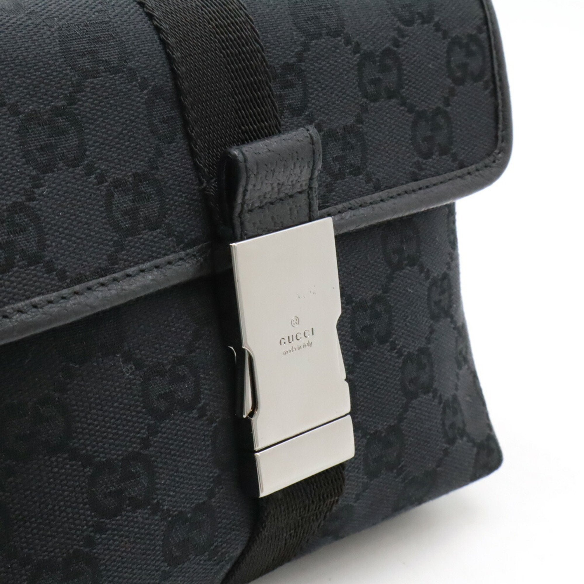 Gucci Black Canvas Leather Sling Bag (Pre-Owned)