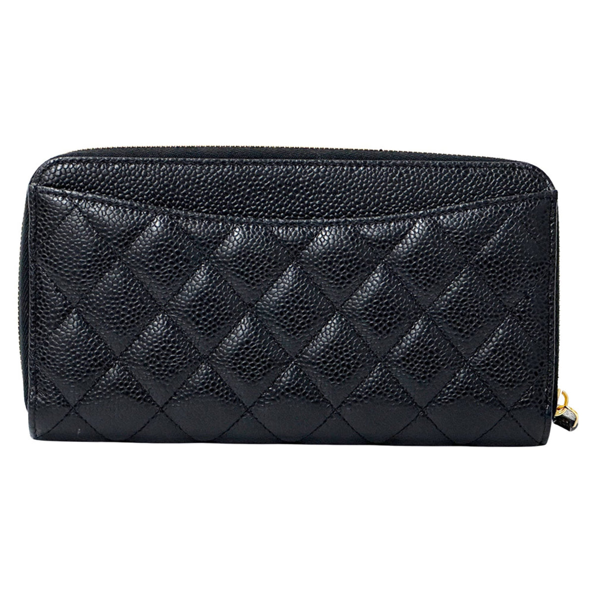 Chanel Black Grained Calfskin Long Wallet (Bi-Fold) (Pre-Owned)