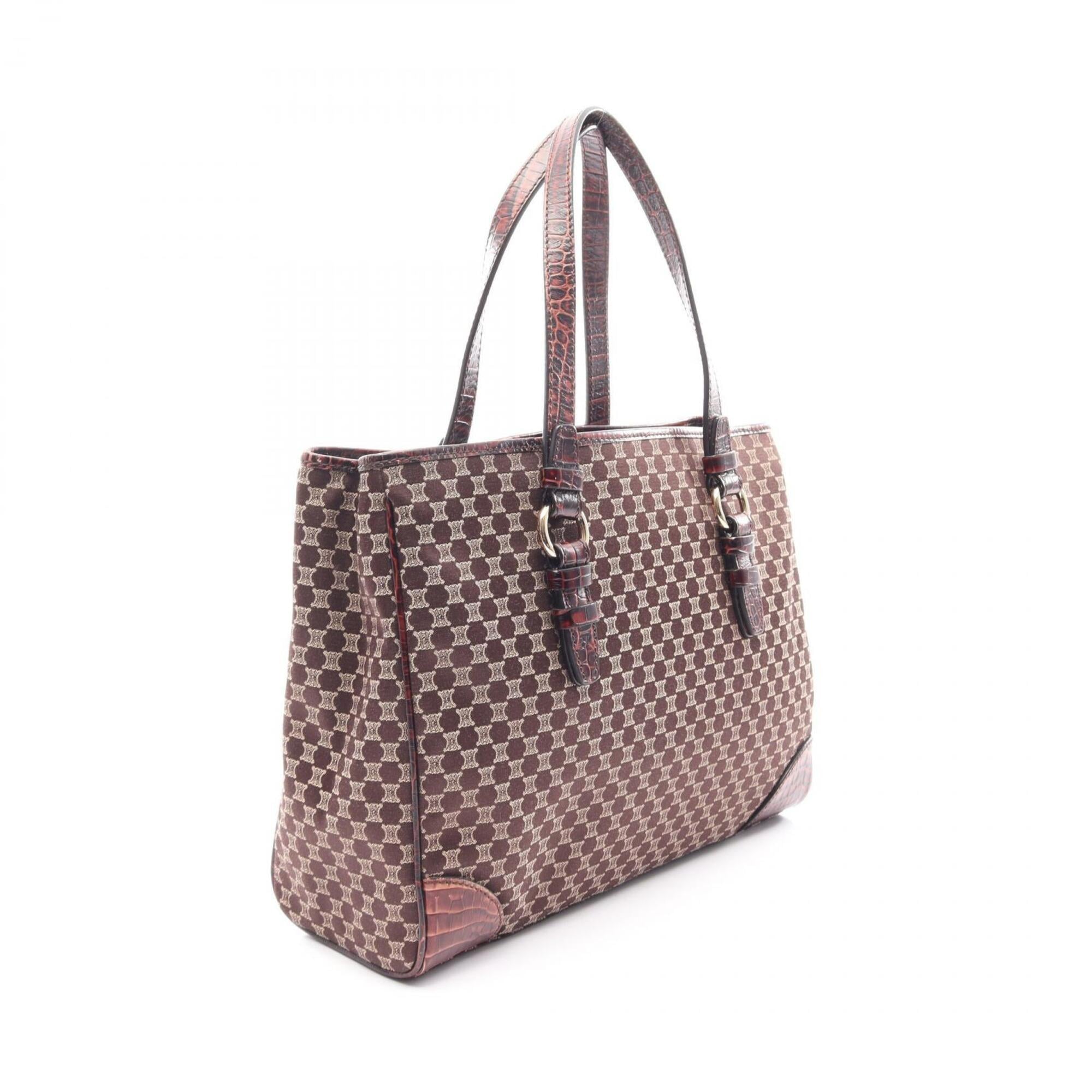 Celine Macadam Brown Canvas Leather Handbag Tote Bag (Pre-Owned)