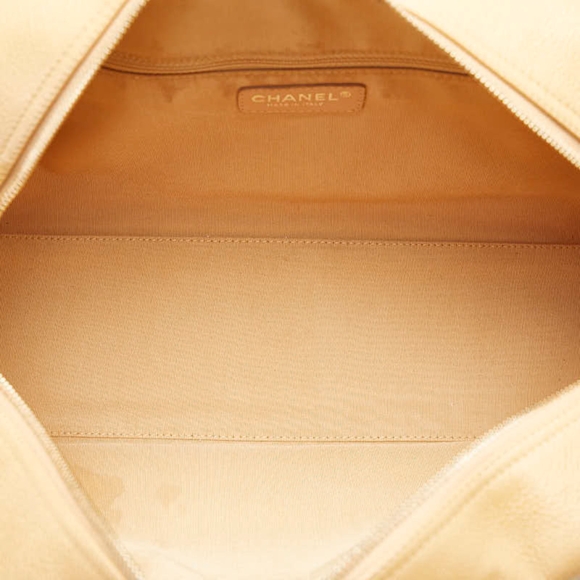 Chanel Beige Caviar Leather Handbag (Pre-Owned)