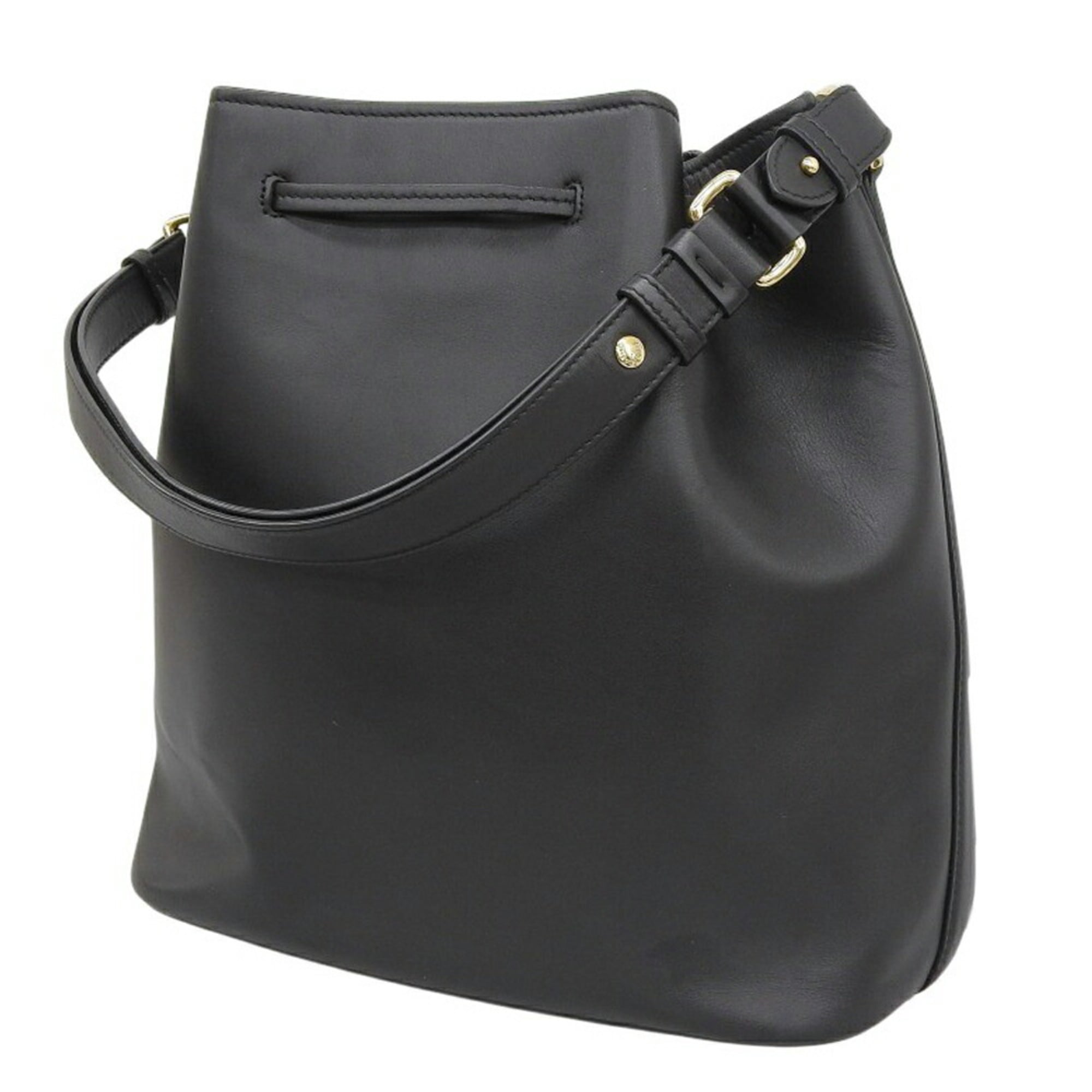 Salvatore Ferragamo Black Leather Handbag Pouch Shoulder Bag (Pre-Owned)