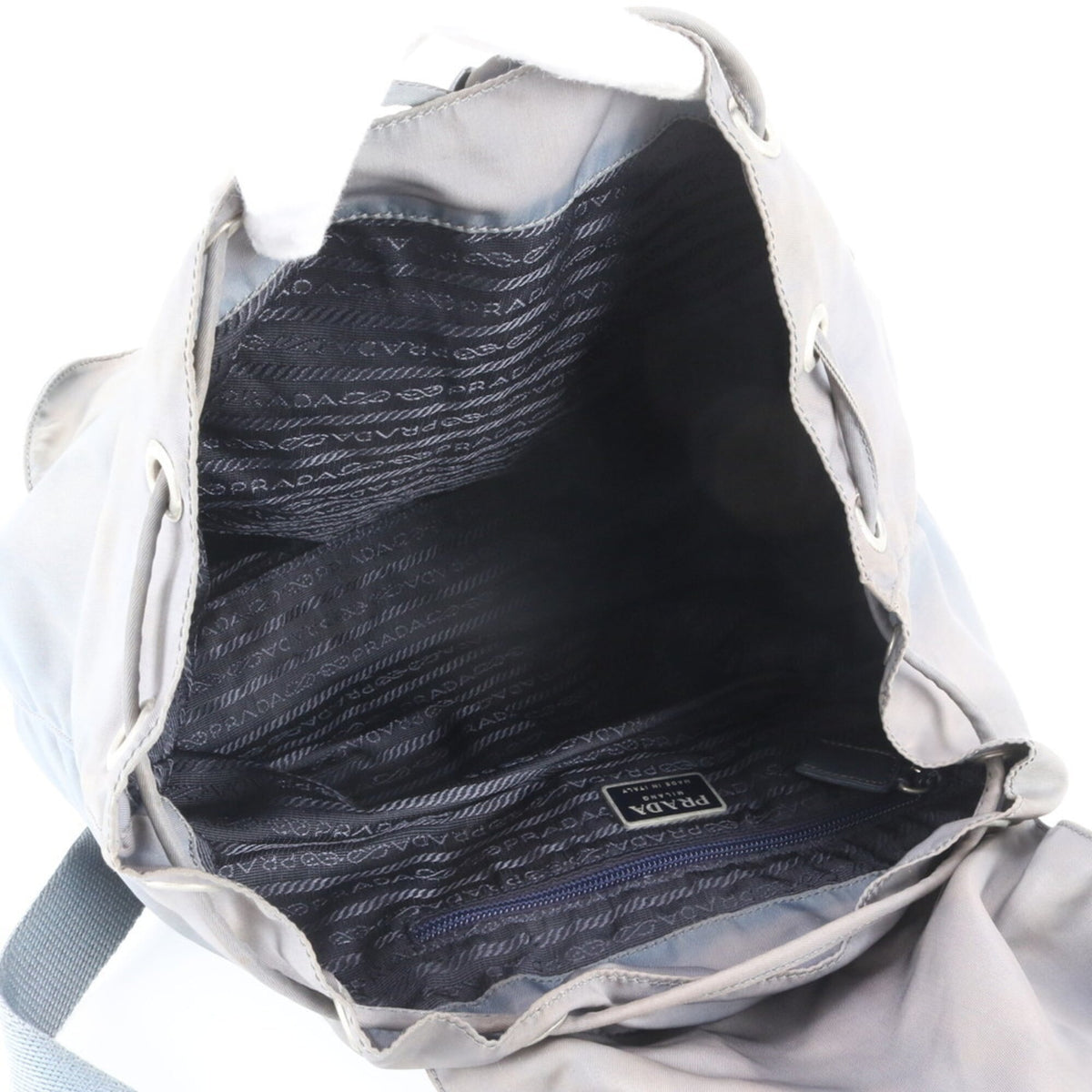 Prada Gray Leather Nylon Backpack (Pre-Owned)