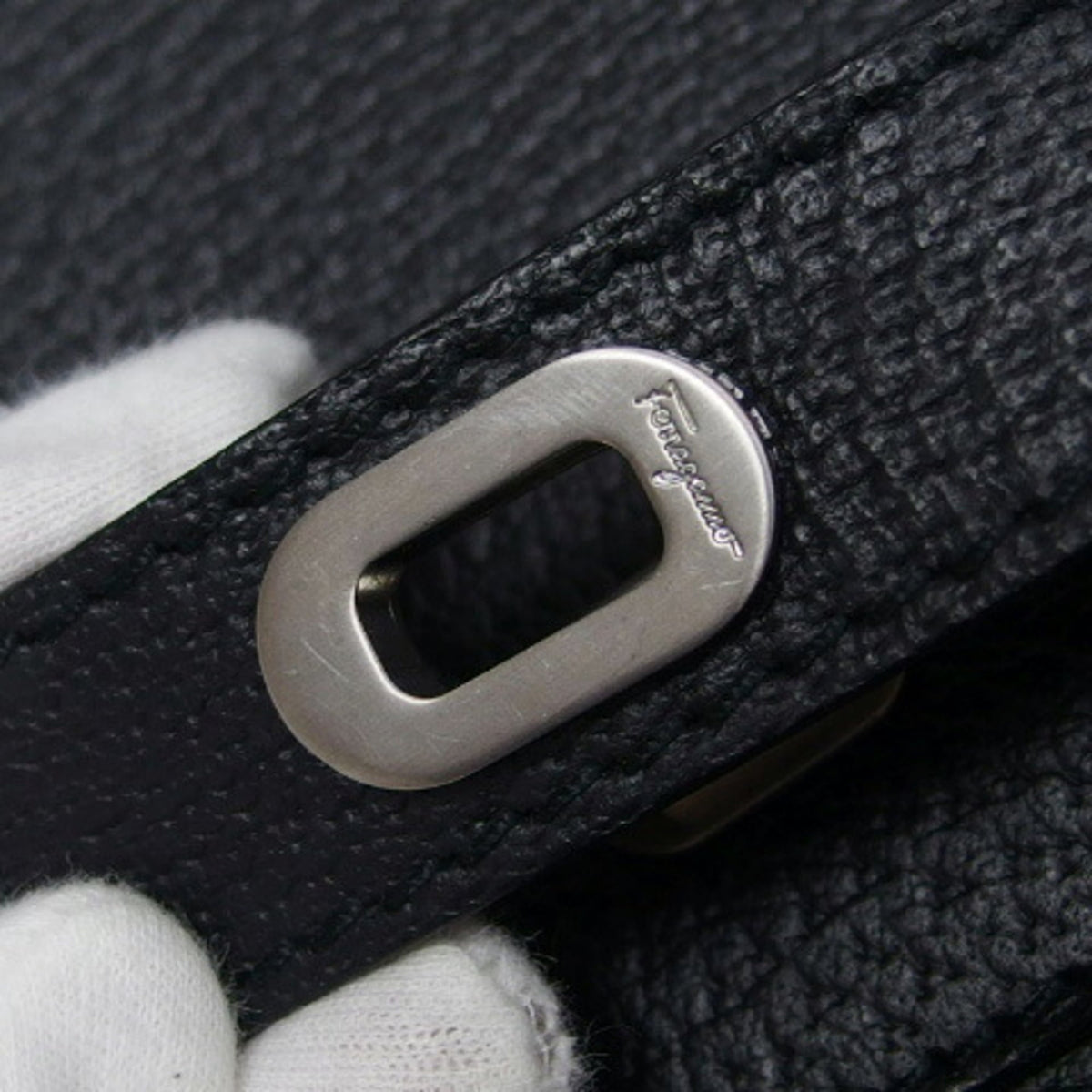 Salvatore Ferragamo Gancini Black Leather Briefcase (Pre-Owned)