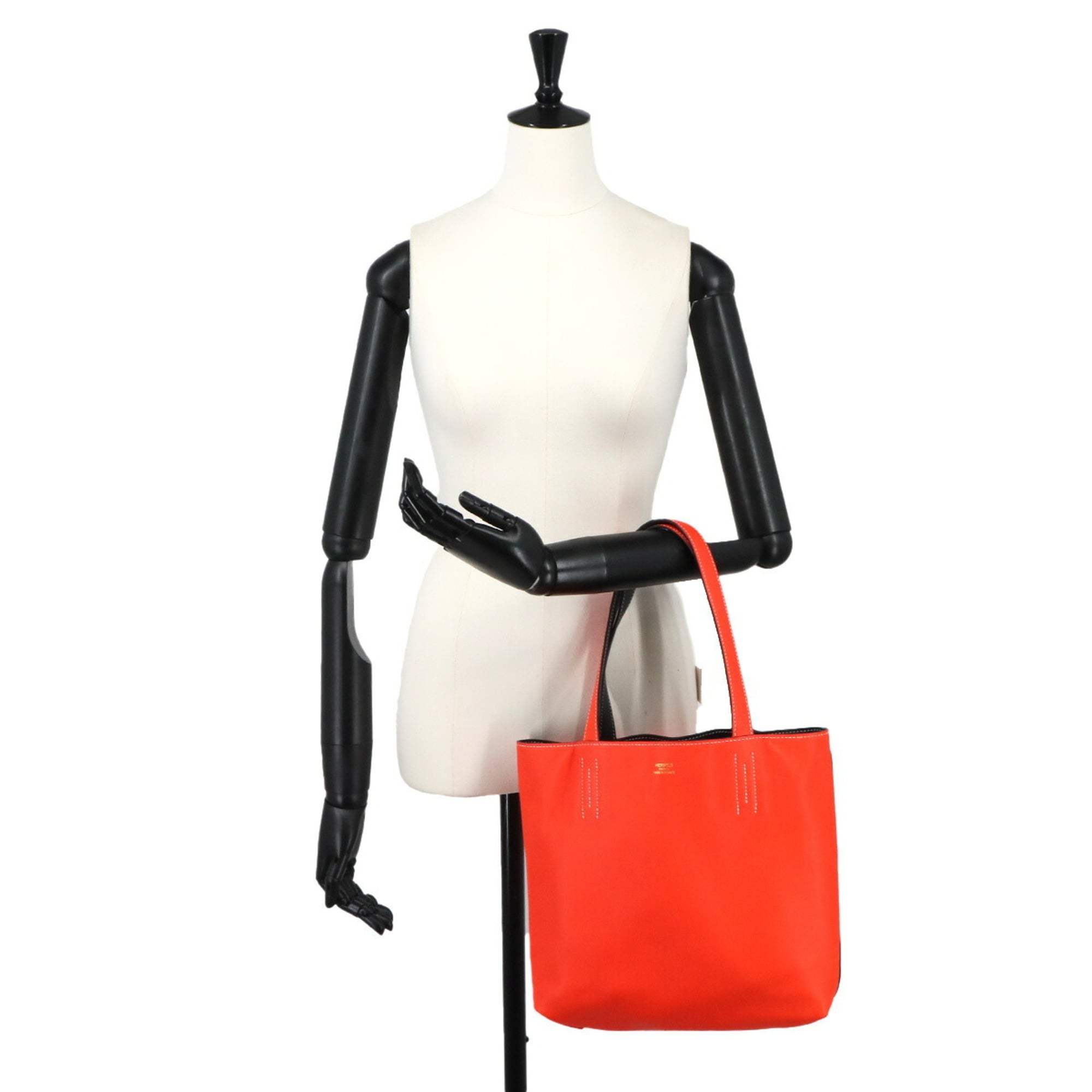 Hermes Black Orange Handbag Tote Bag (Pre-Owned)