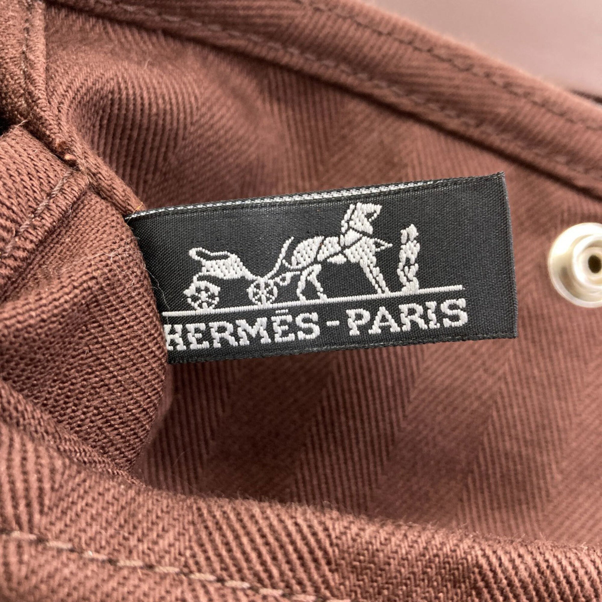Hermes Dark Brown Canvas Handbag (Pre-Owned)