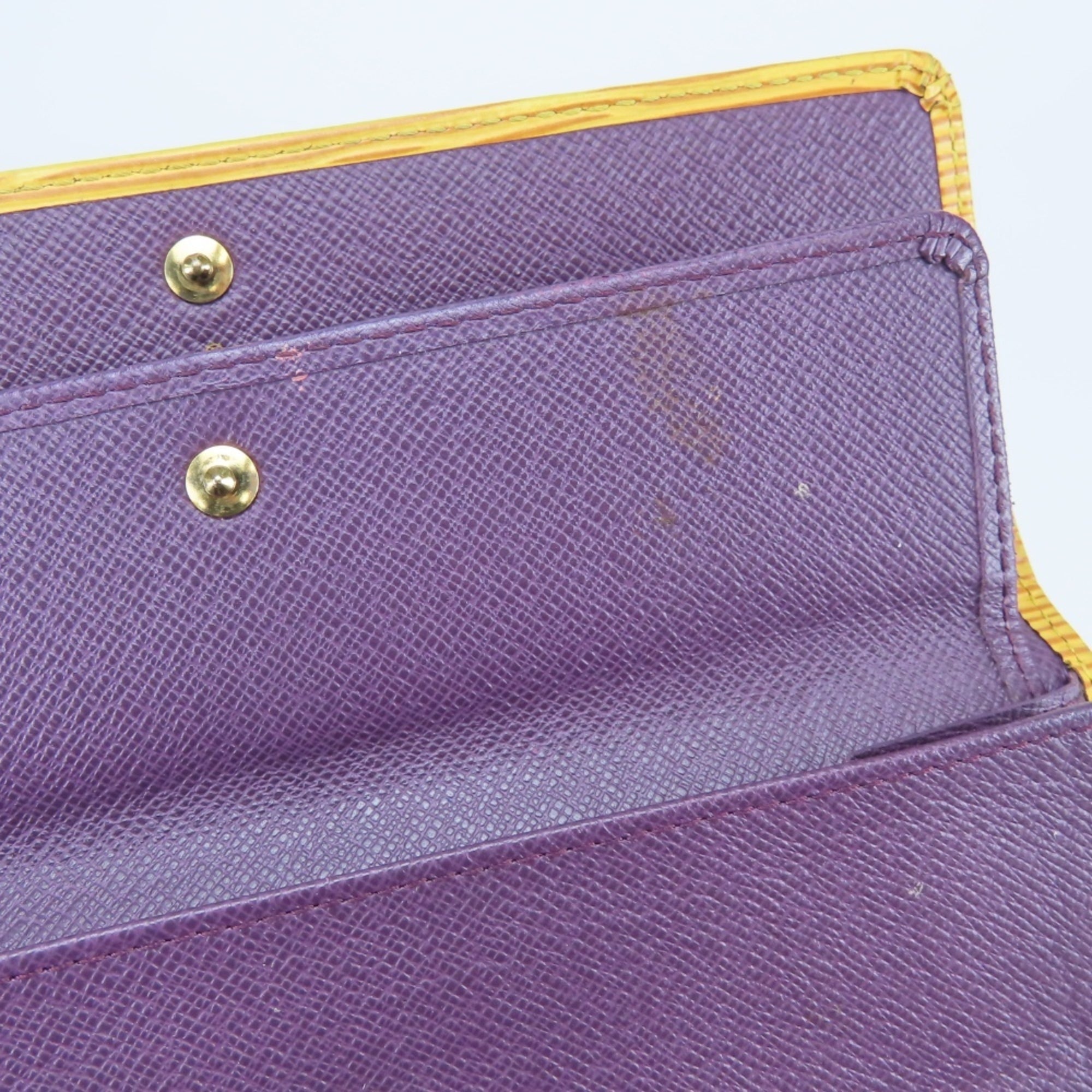 Louis Vuitton Purple Yellow Epi Leather Wallet (Tri-Fold) (Pre-Owned)