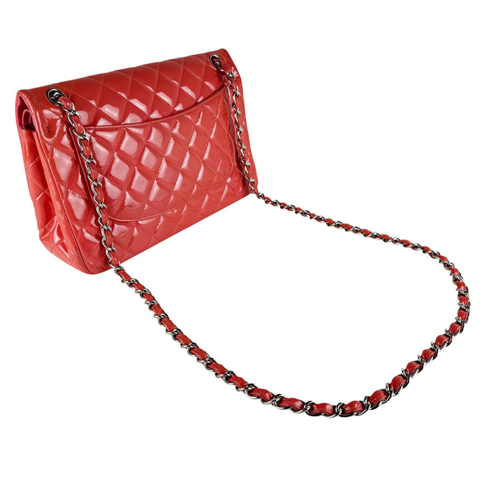 Chanel Coral Pink Patent Leather Shoulder Bag (Pre-Owned)