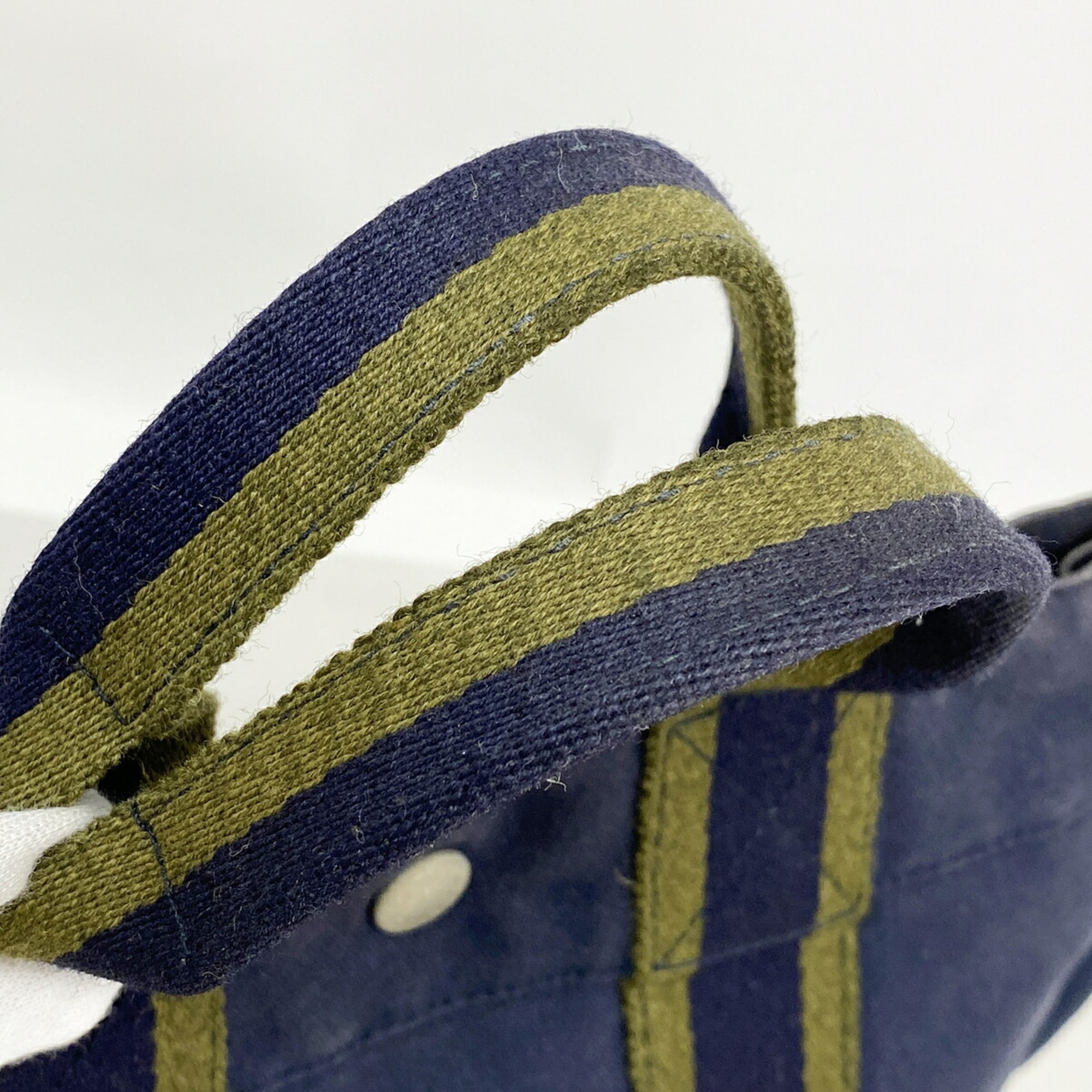Hermes Navy Canvas Handbag (Pre-Owned)