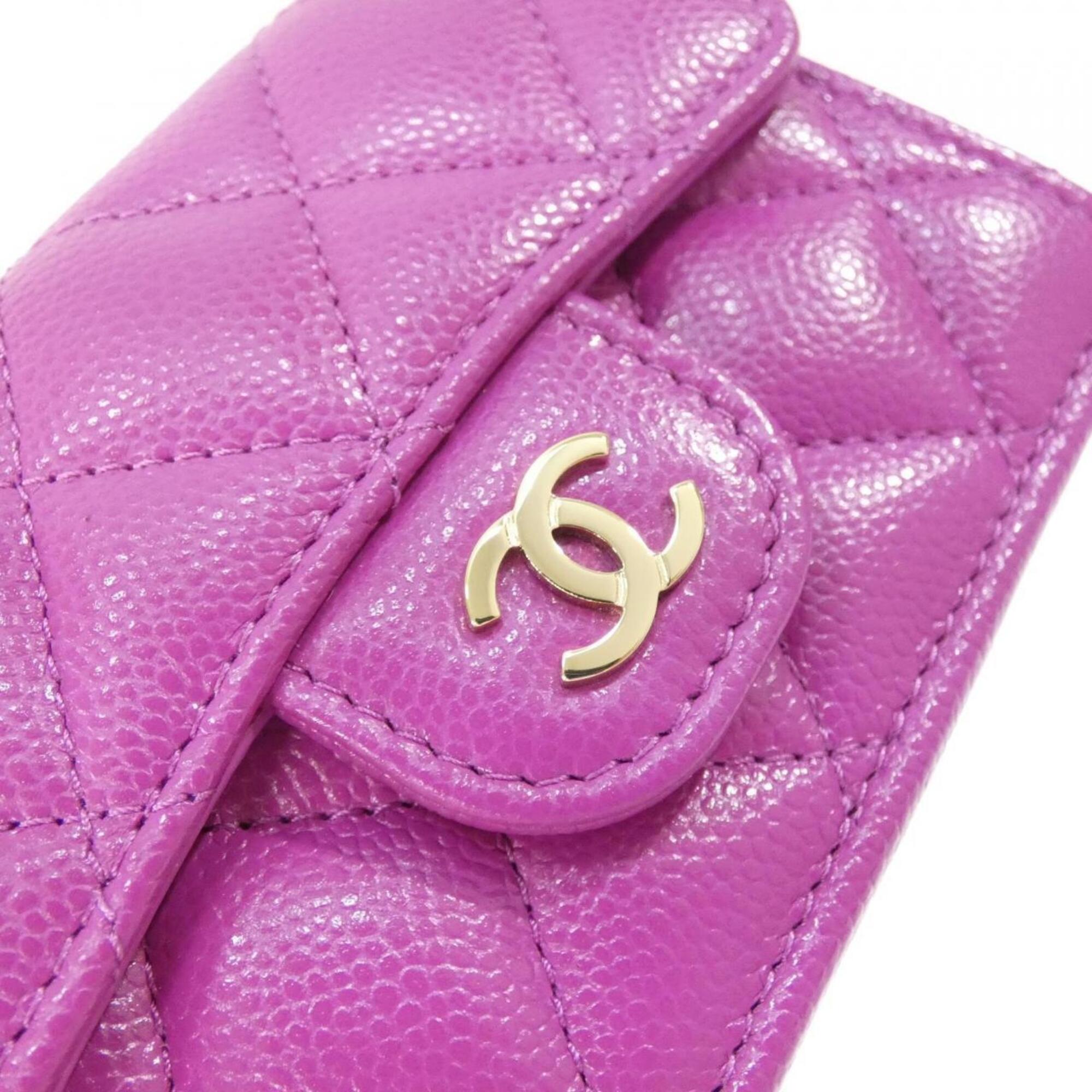 Chanel Purple Grained Calfskin Wallet (Bi-Fold) (Pre-Owned)