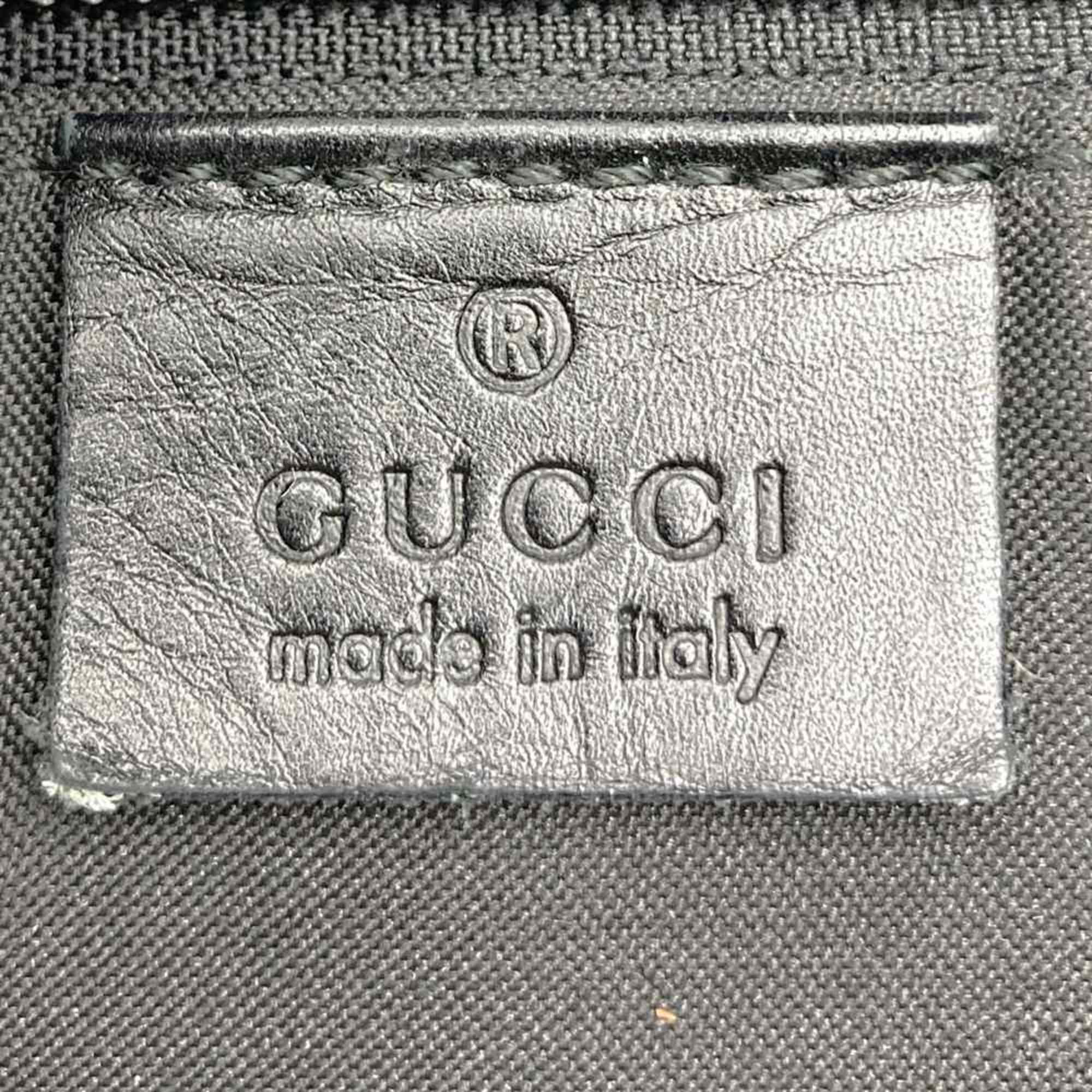 Gucci Black Gg Canvas Leather Handbag Tote Bag (Pre-Owned)
