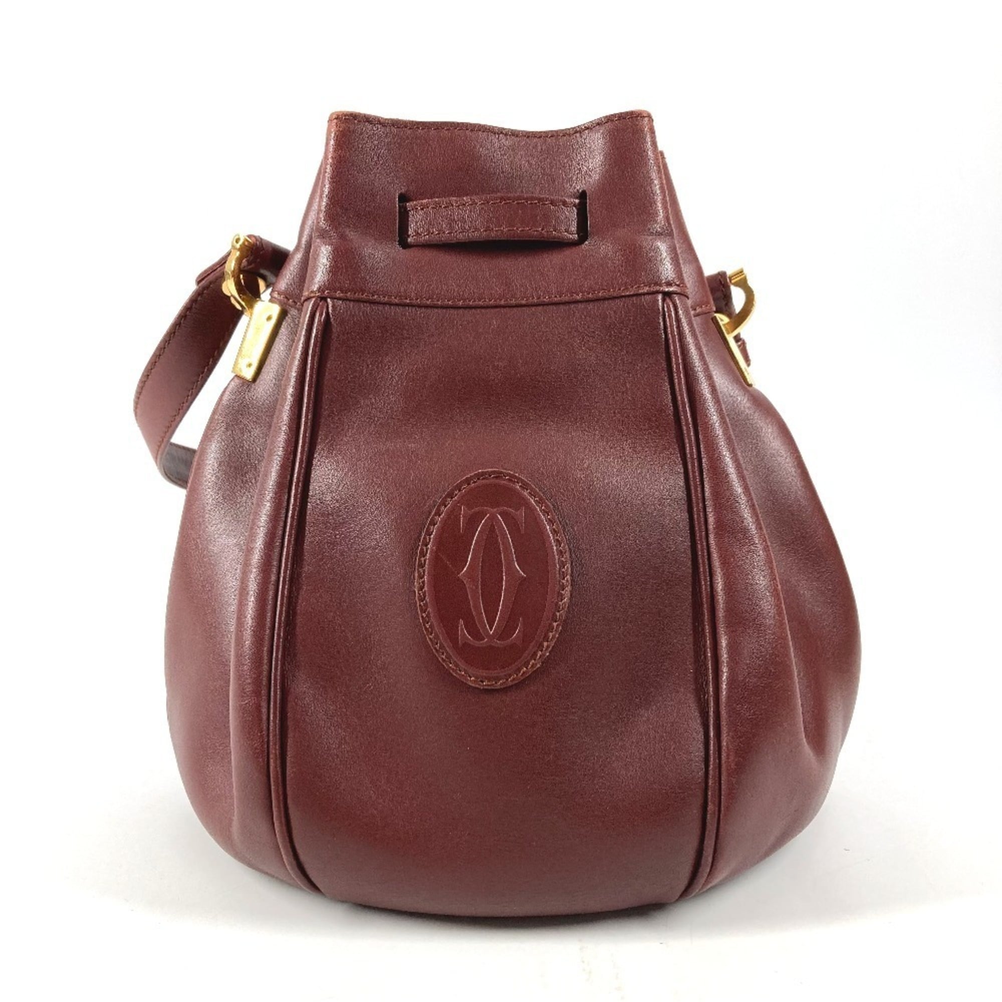 Cartier Must Wine Red Leather Shoulder Bag (Pre-Owned)