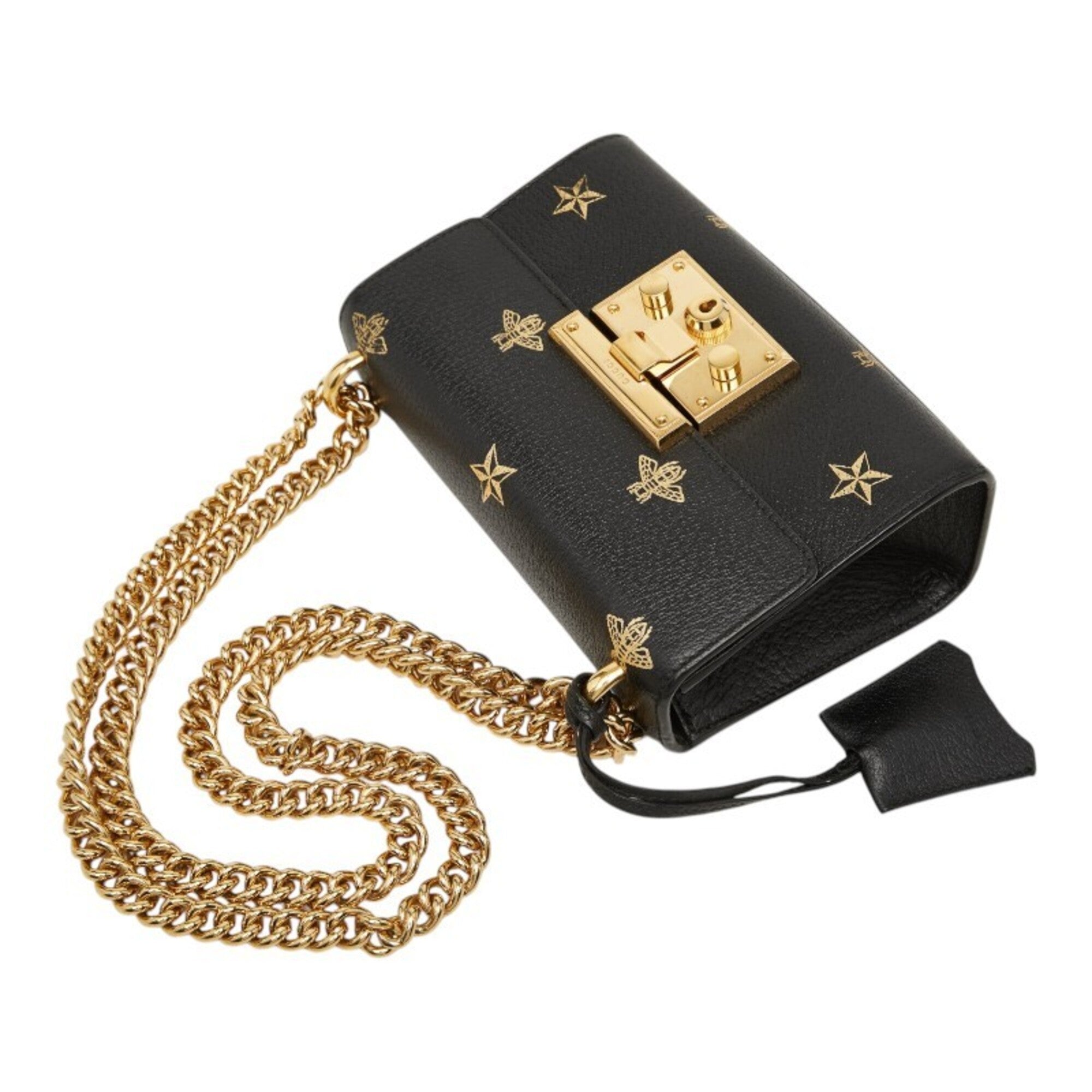 Gucci Black Gold Leather Shoulder Bag (Pre-Owned)
