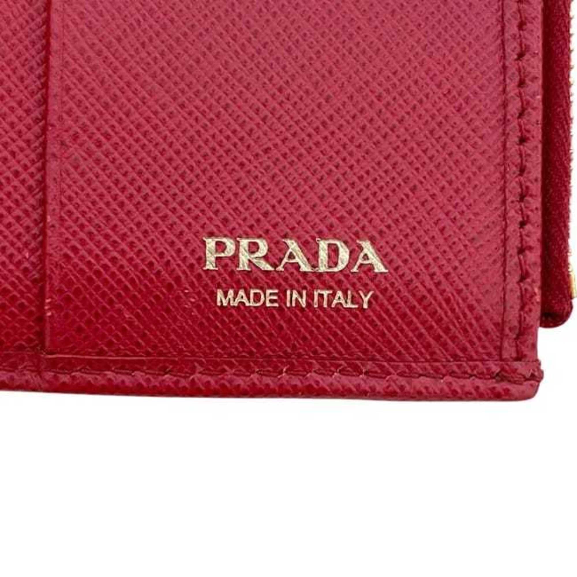 Prada Saffiano Red Color Saffiano Wallet (Bi-Fold) (Pre-Owned)