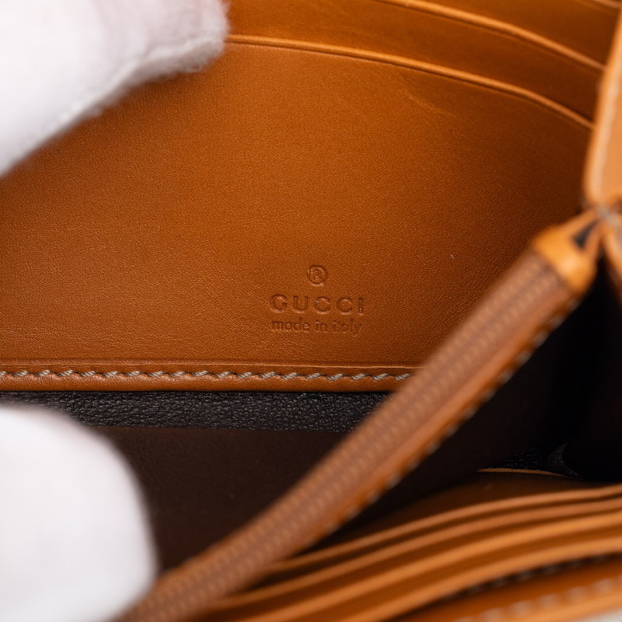 Gucci Brown Canvas Leather Long Wallet (Bi-Fold) (Pre-Owned)