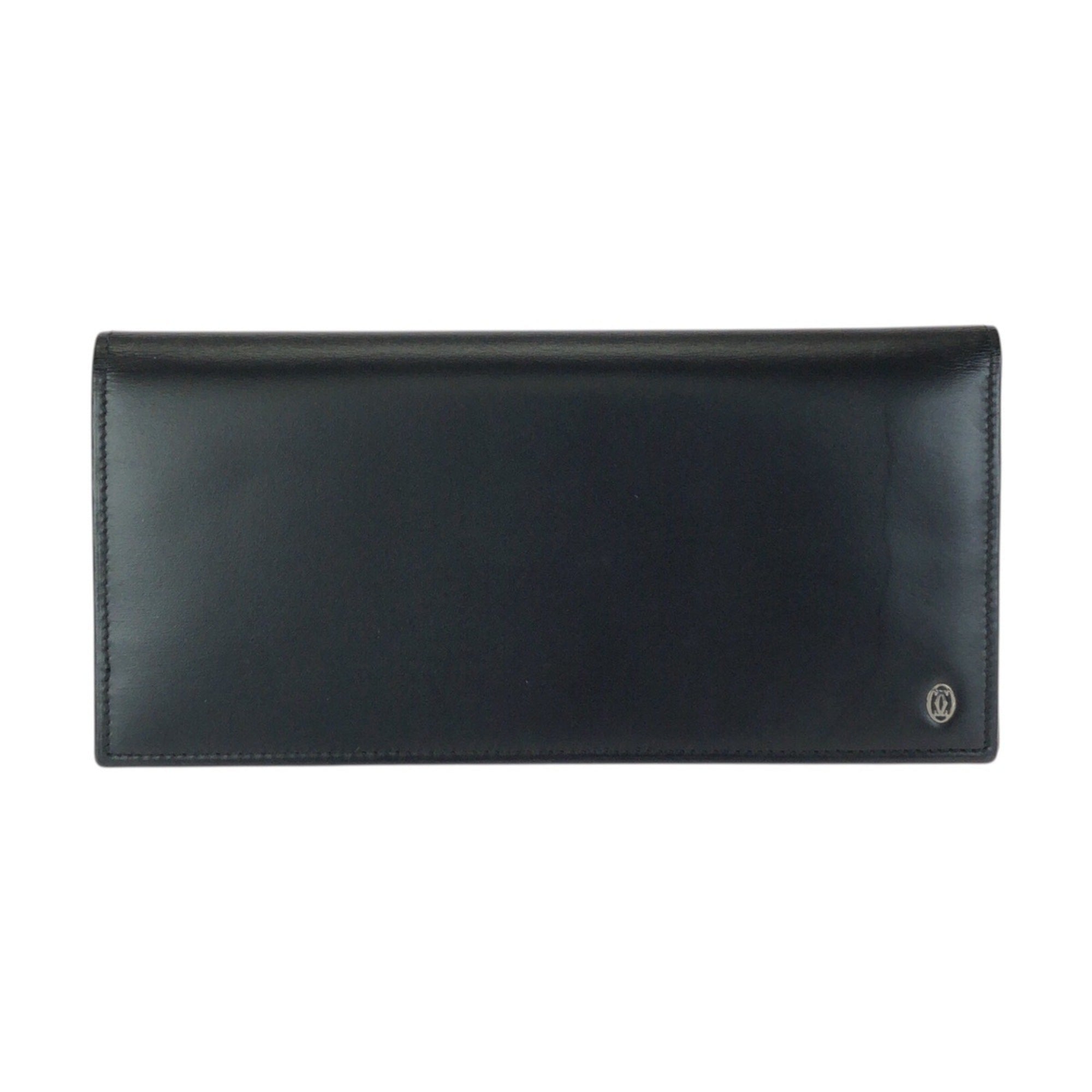 Cartier Black Leather Long Wallet (Bi-Fold) (Pre-Owned)